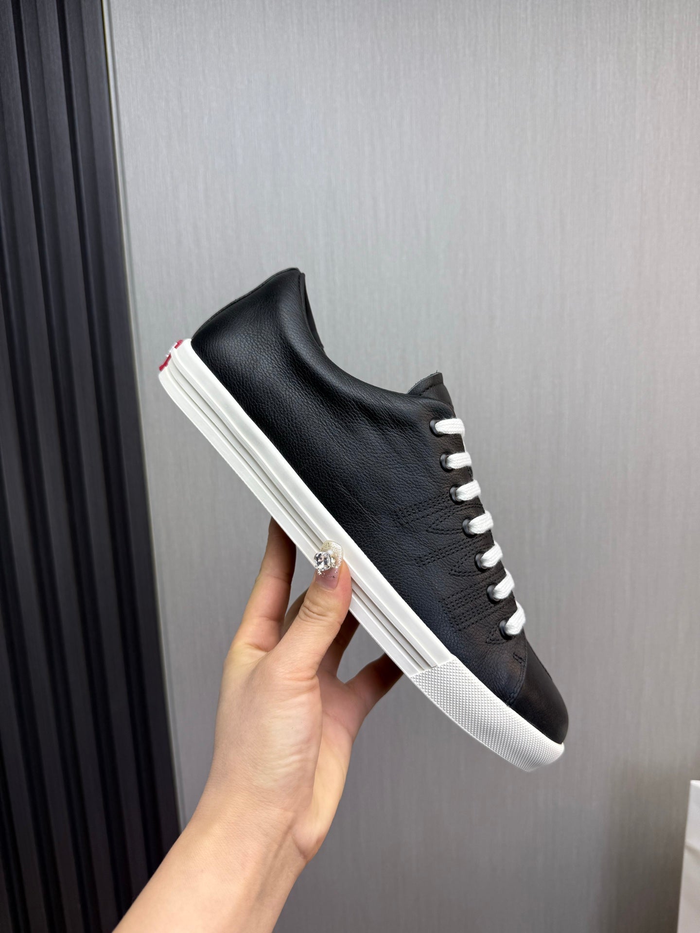 Prada Men's Black Imprint Sneaker Black Leather 102334