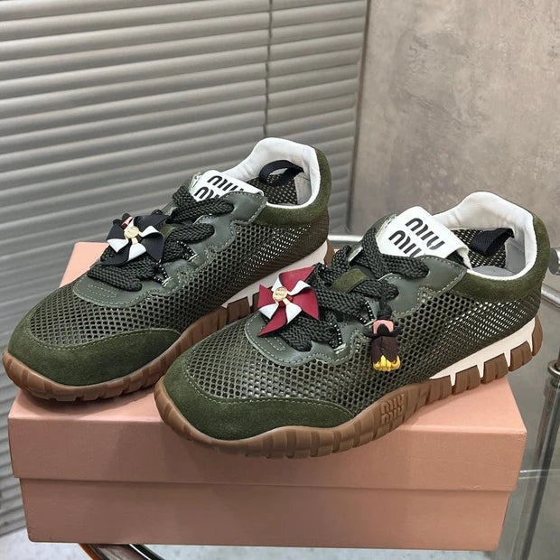 Miumiu 2026 Tyre Sneakers Mesh Suede Leather 952934