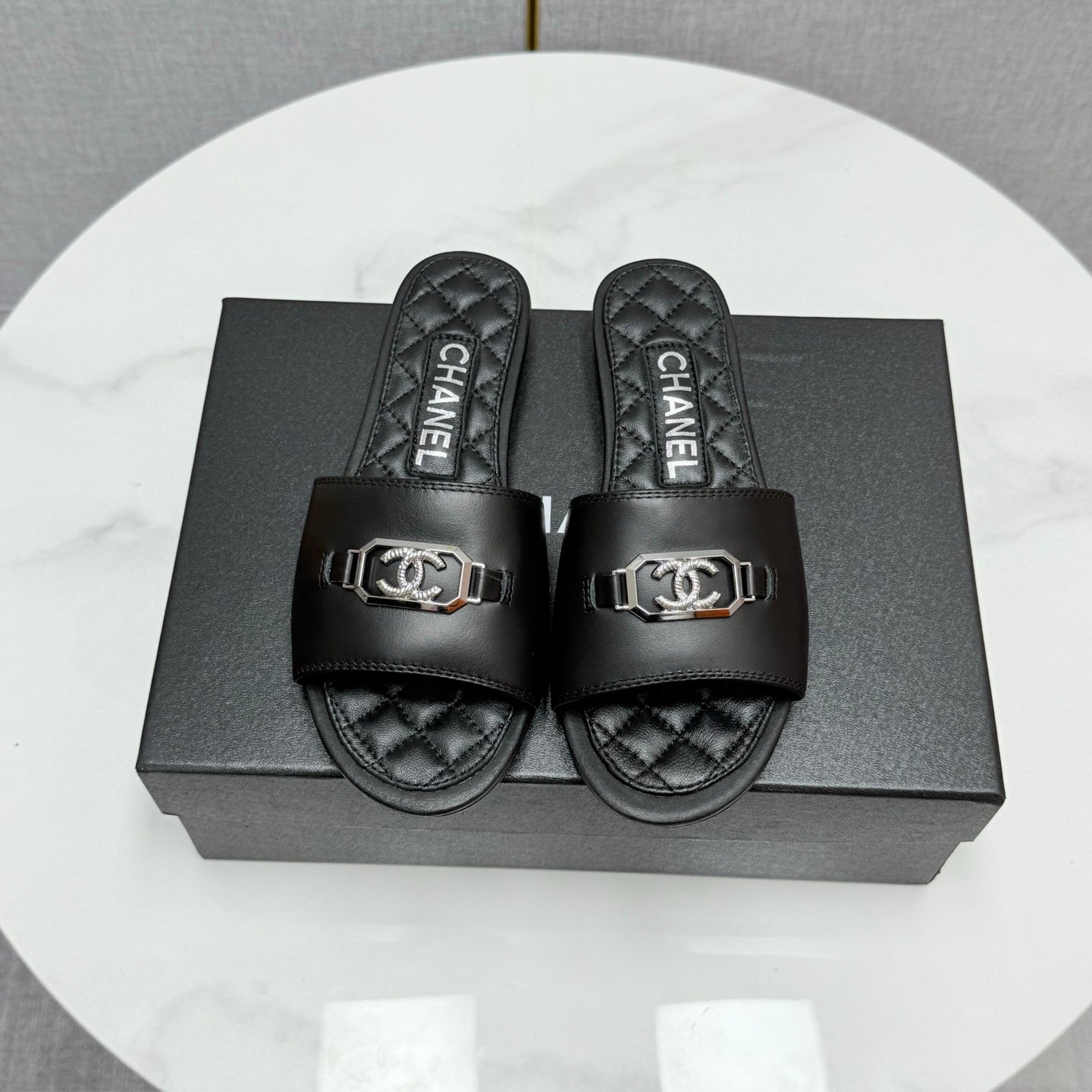 CC 25 Mule Sandals Black Sheepskin 368799