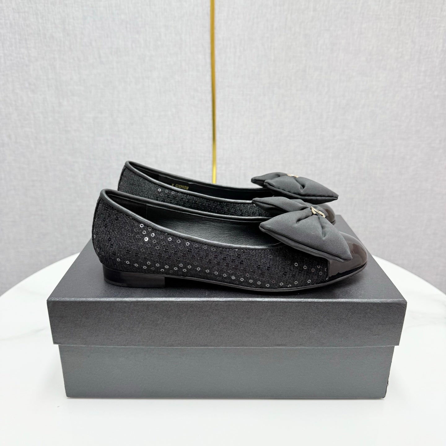 CC 25 Bow Ballet Flats Black Canvas And Grosgrain 368808