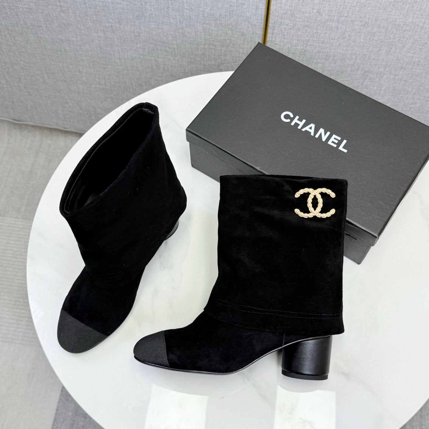 CC 25 Ankle Boot Black Suede Grosgrain 444487