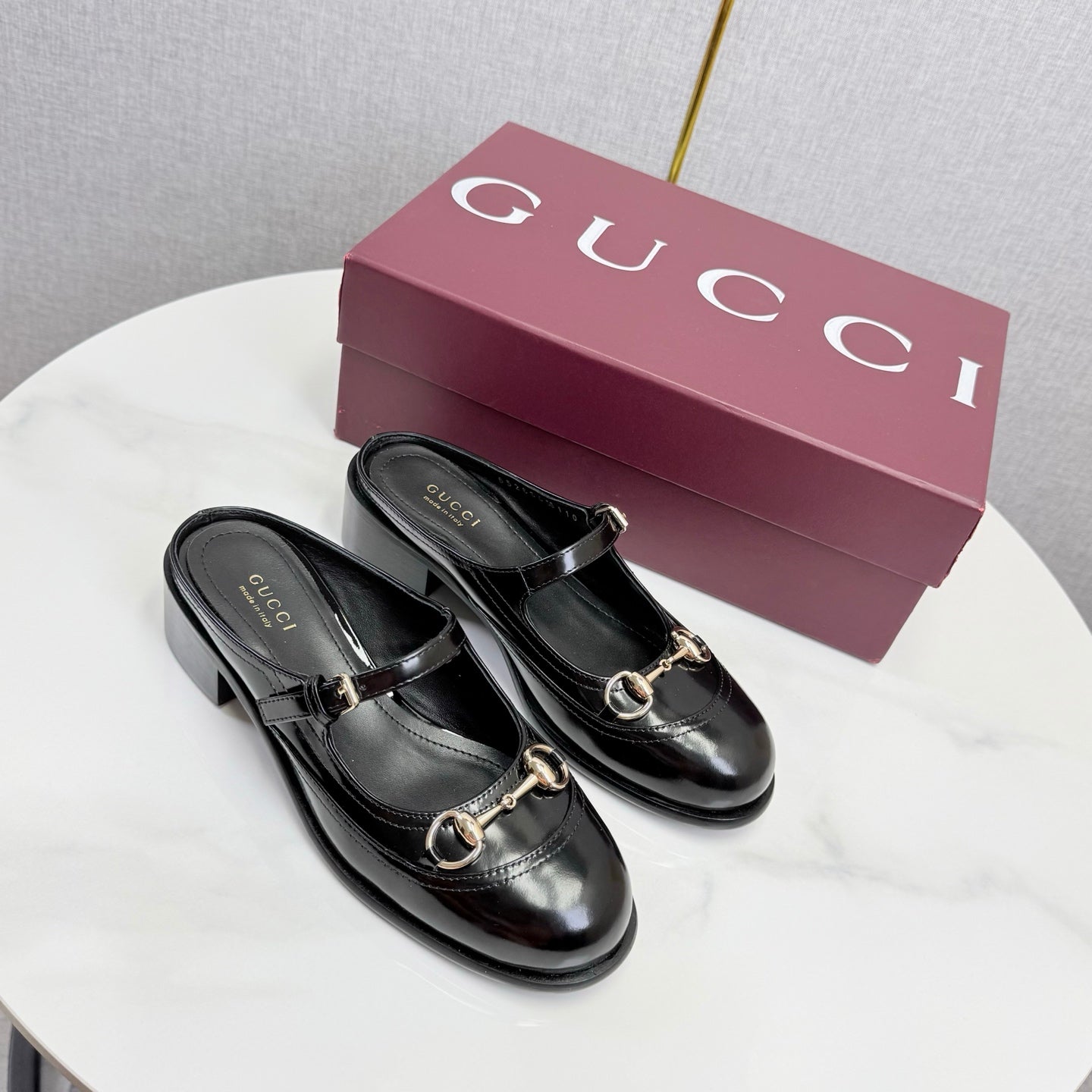 GG 26s Horsebit Slip-on Loafers Black Glossy Leather 639926