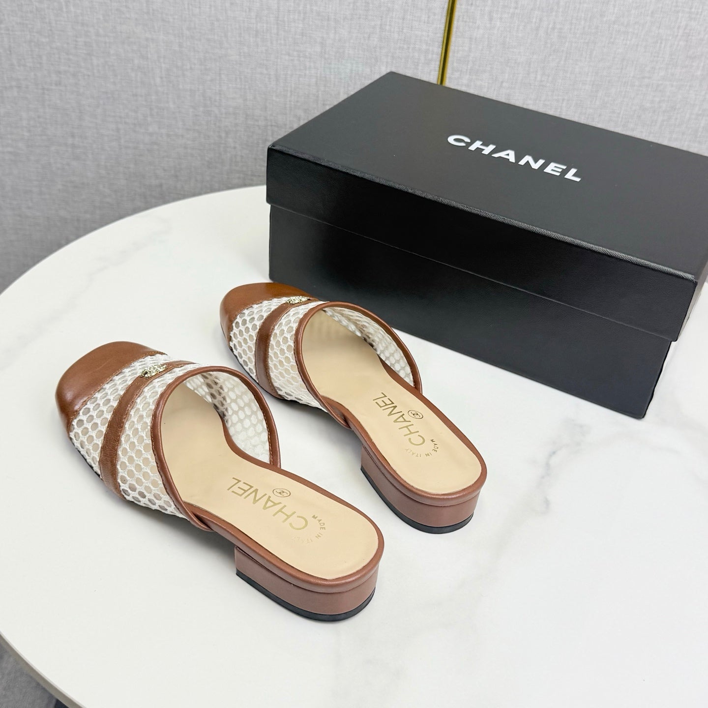 CC 26s Sandal Brown Beige Mesh Sheepskin 639829