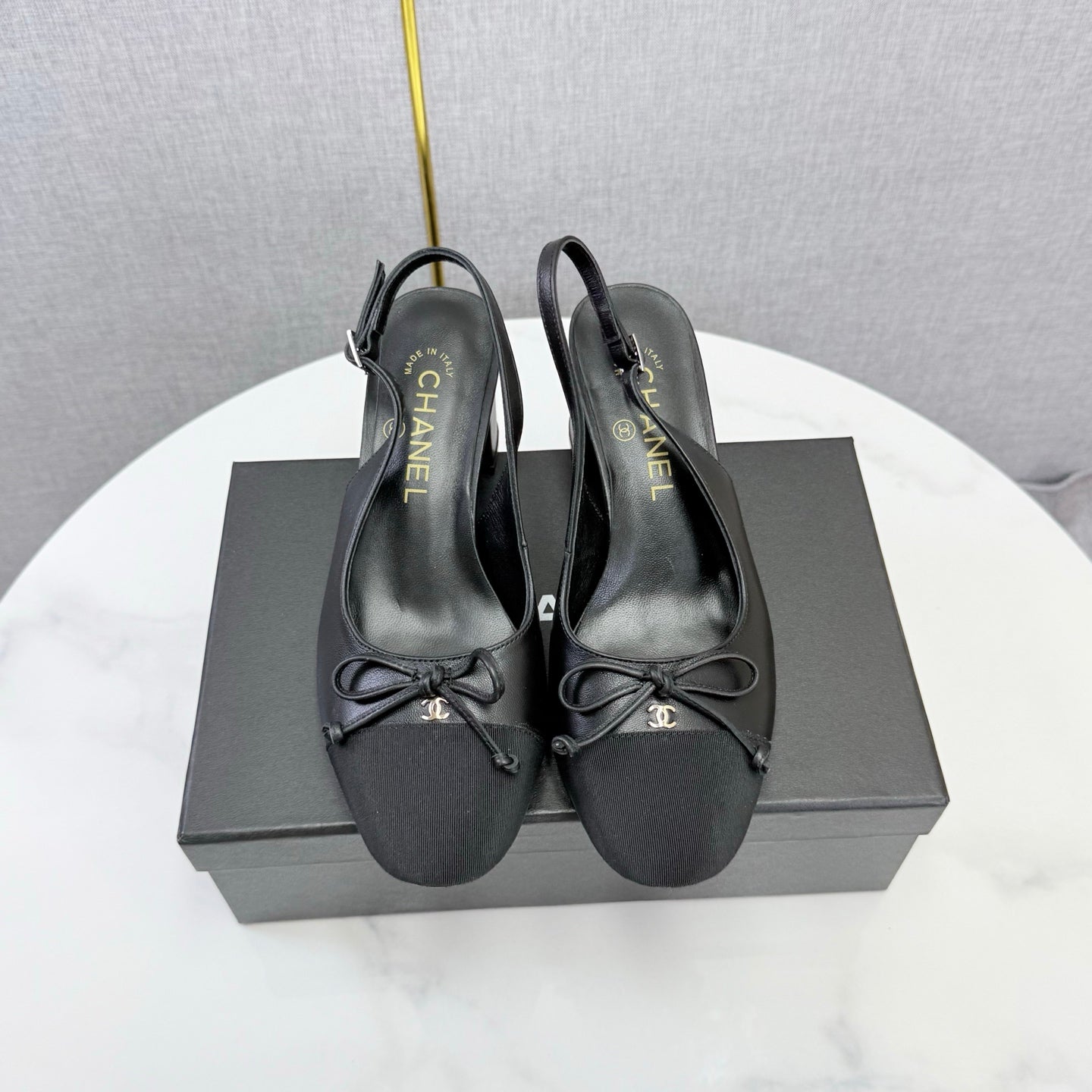 CC 26s Slingback Heels 45 Mm In Black Lambskin And Fabric