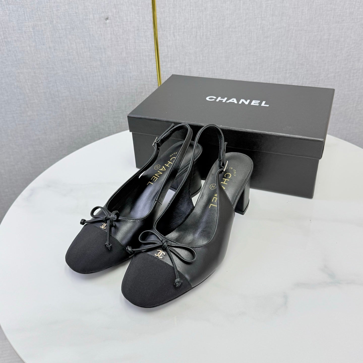 CC 26s Slingback Heels 4.5cm Black Lambskin Fabric