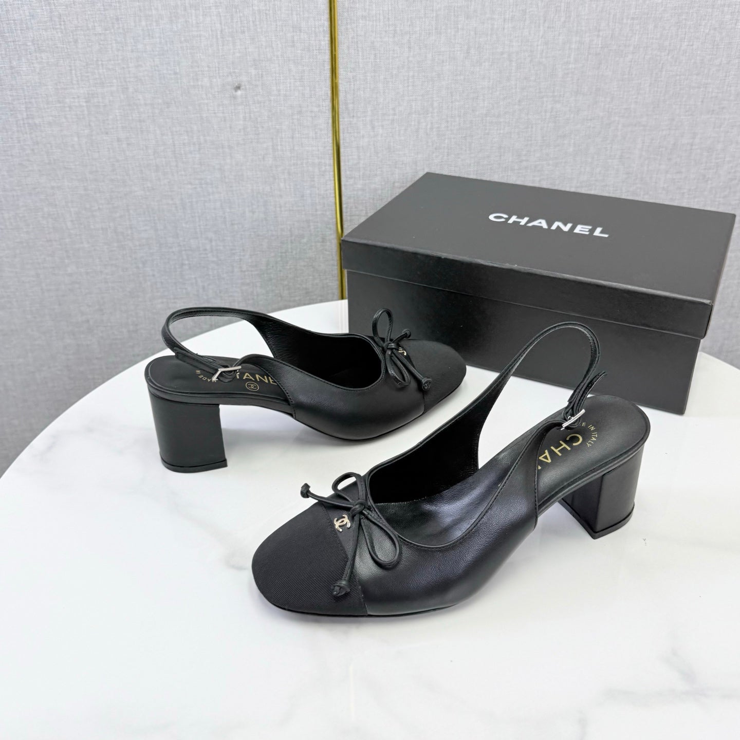 CC 26s Slingback Heels 45 Mm In Black Lambskin And Fabric