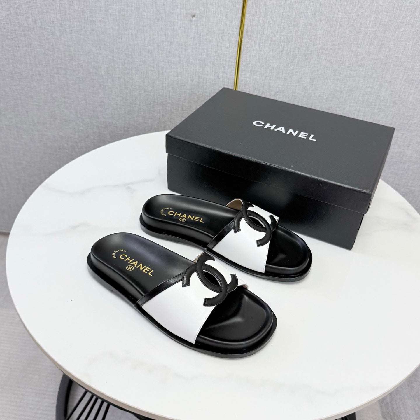 Chanel 26s Iconic CC Slides White Lambskin
