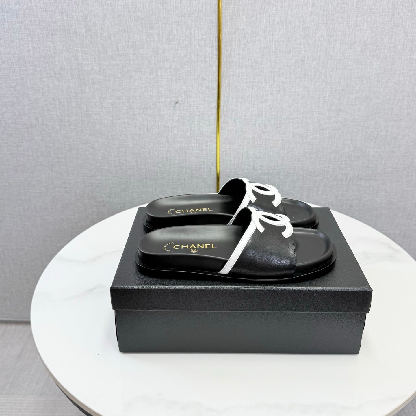 Chanel 26s Iconic CC Slides Black Lambskin