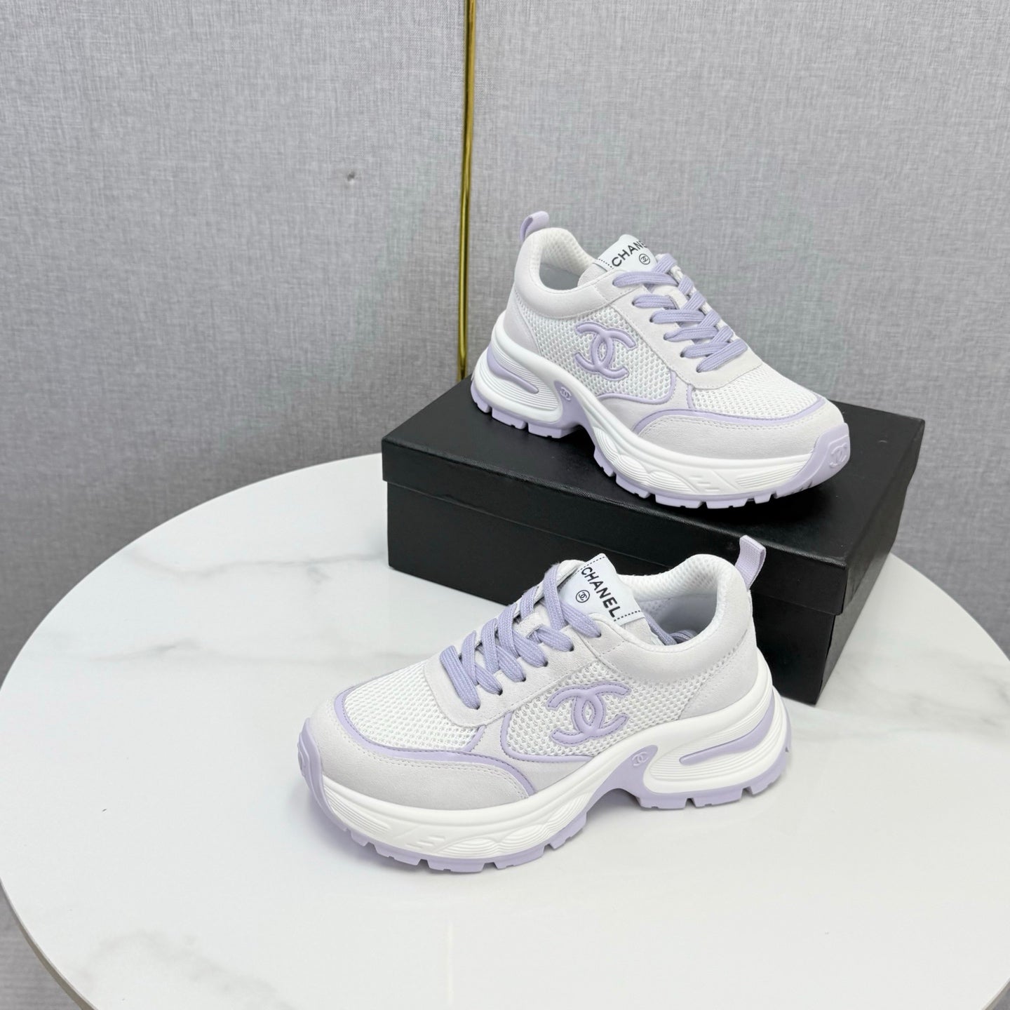 CC 26s Casual Sneakers White Light Pink Mesh Suede 865839