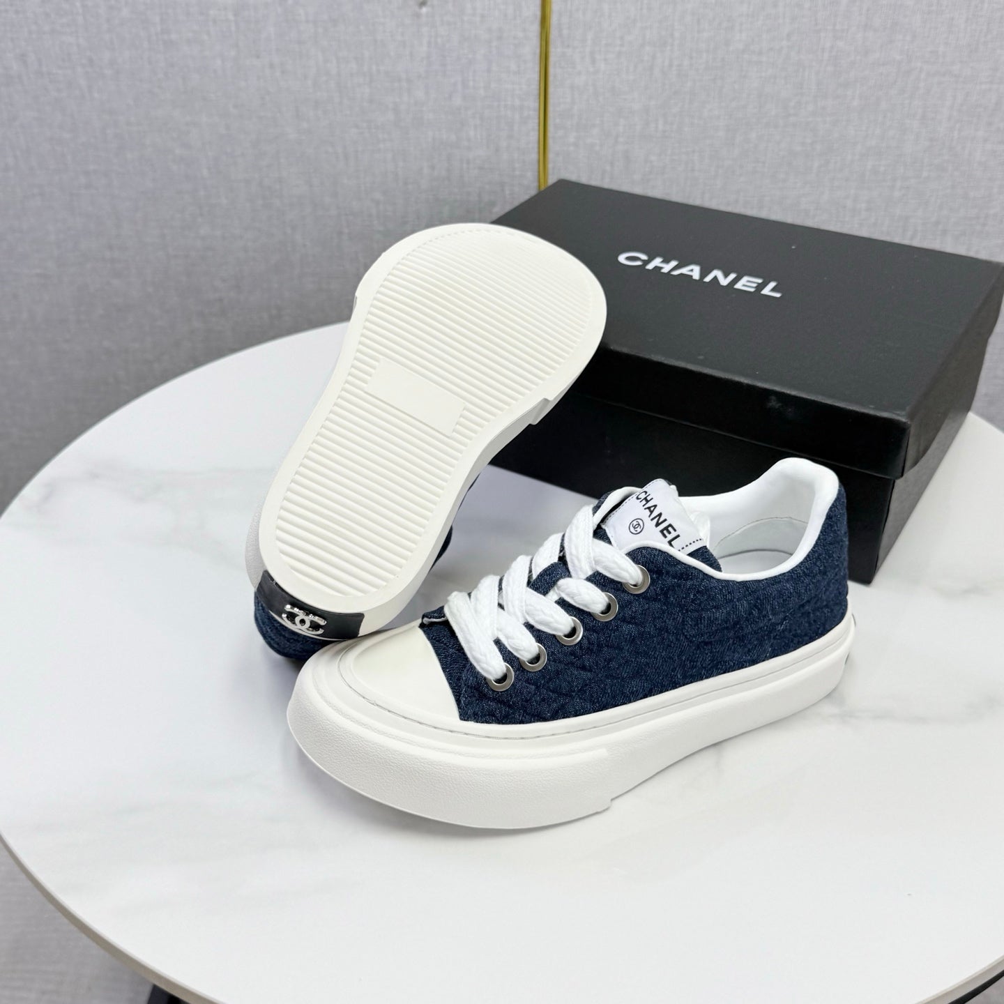 CC 26s Platform Sole Sneakers Dark Blue Canvas 972899