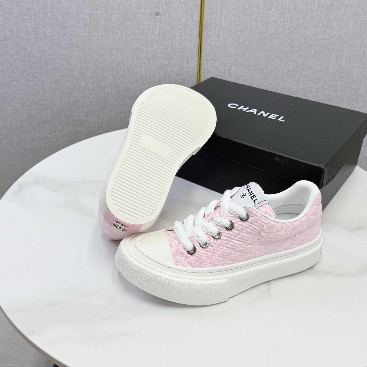 CC 26s Platform Sole Sneakers Light Pink Canvas 972900