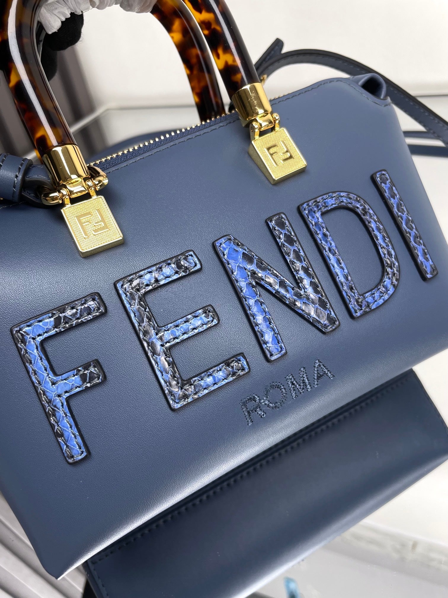 BY THE WAY MINI 18 IN AEGEAN BLUE LAMBSKIN GOLD HARDWARE