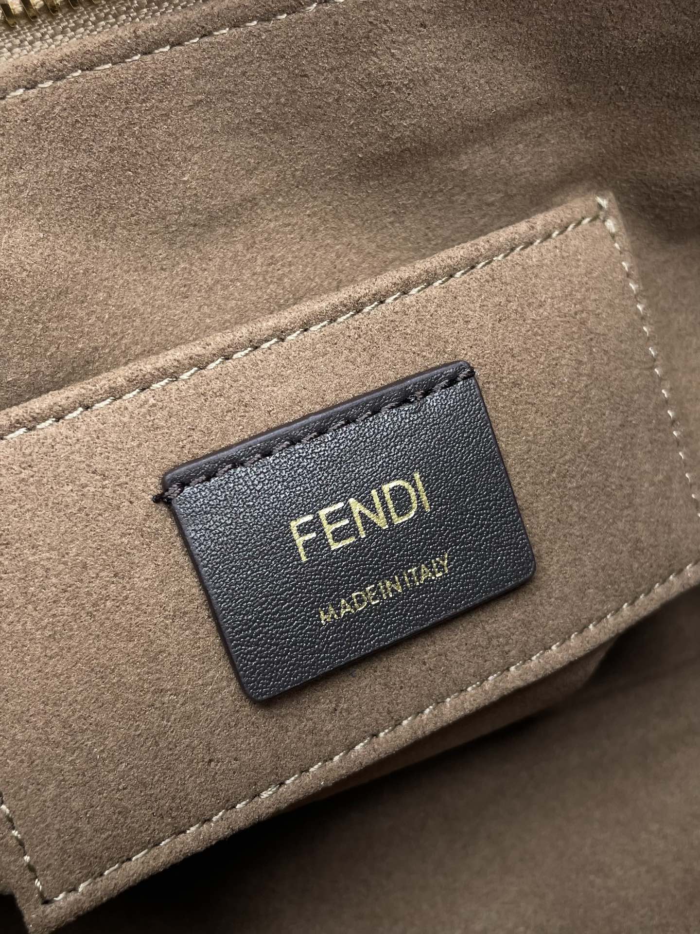 BY THE WAY MINI 18 IN SOYA BEAN JACQUARD FABRIC AND BROWN CALFSKIN TRIM