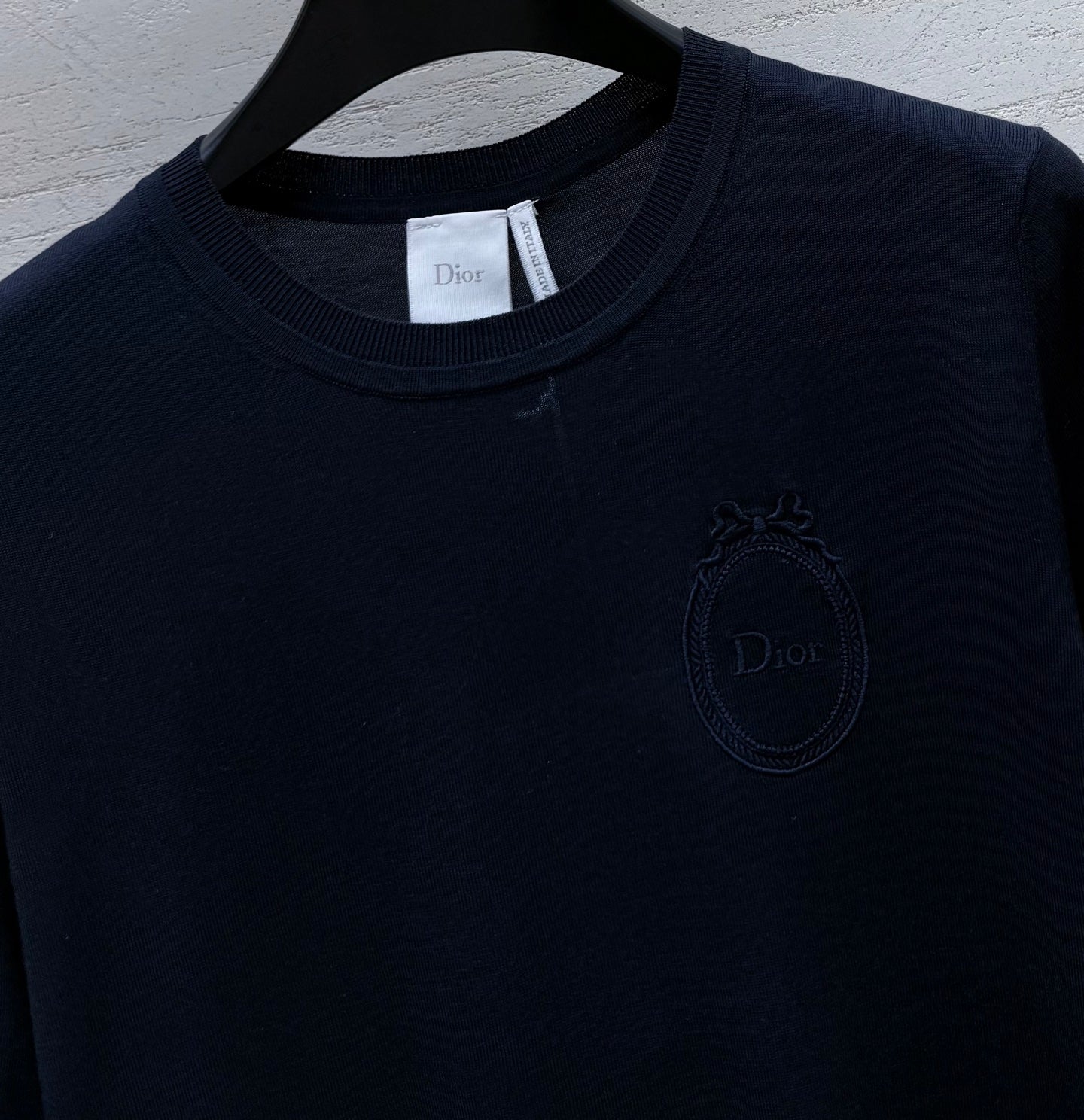 CD 26s Médaillon Short-Sleeved Sweater Navy Blue Cotton 398036