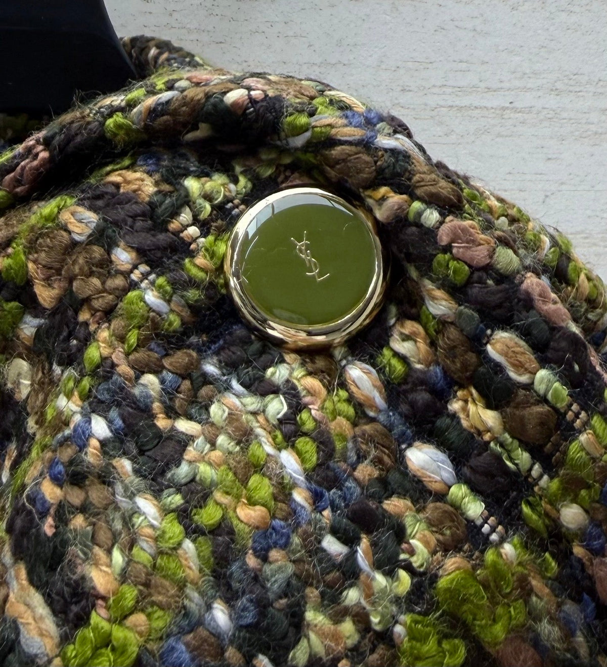 YSL 26s Tweed Jacket Green Wool Polyamide 432993