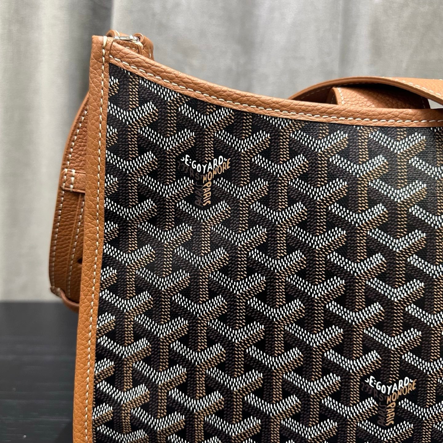 Goyard Musette Bag Black And Tan Canvas Leather