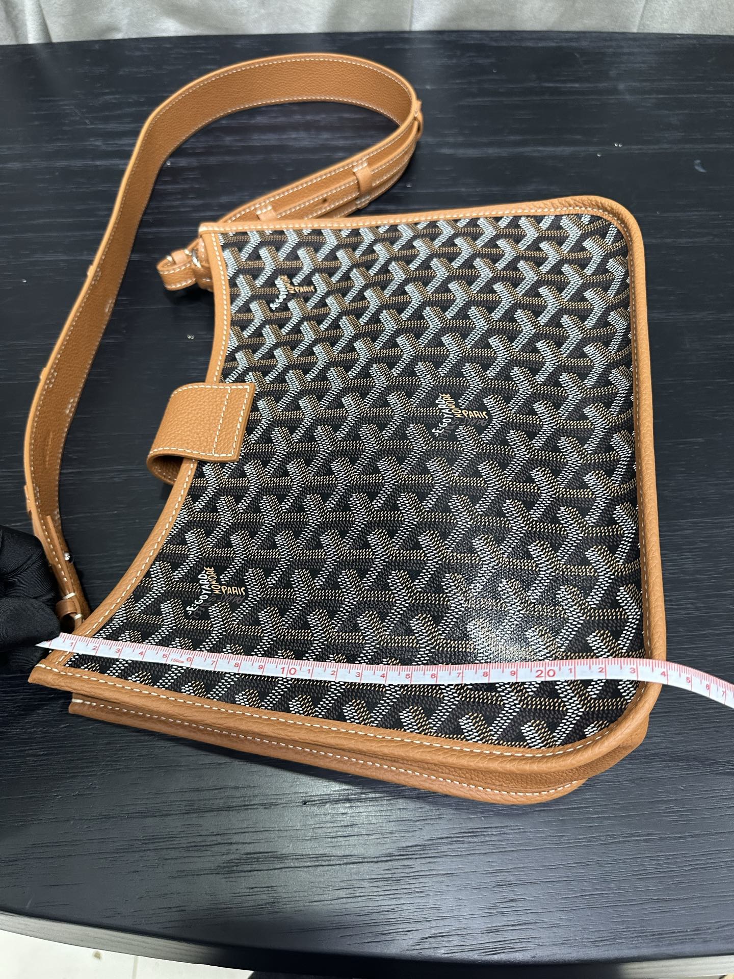 Goyard Musette Bag Black And Tan Canvas Leather