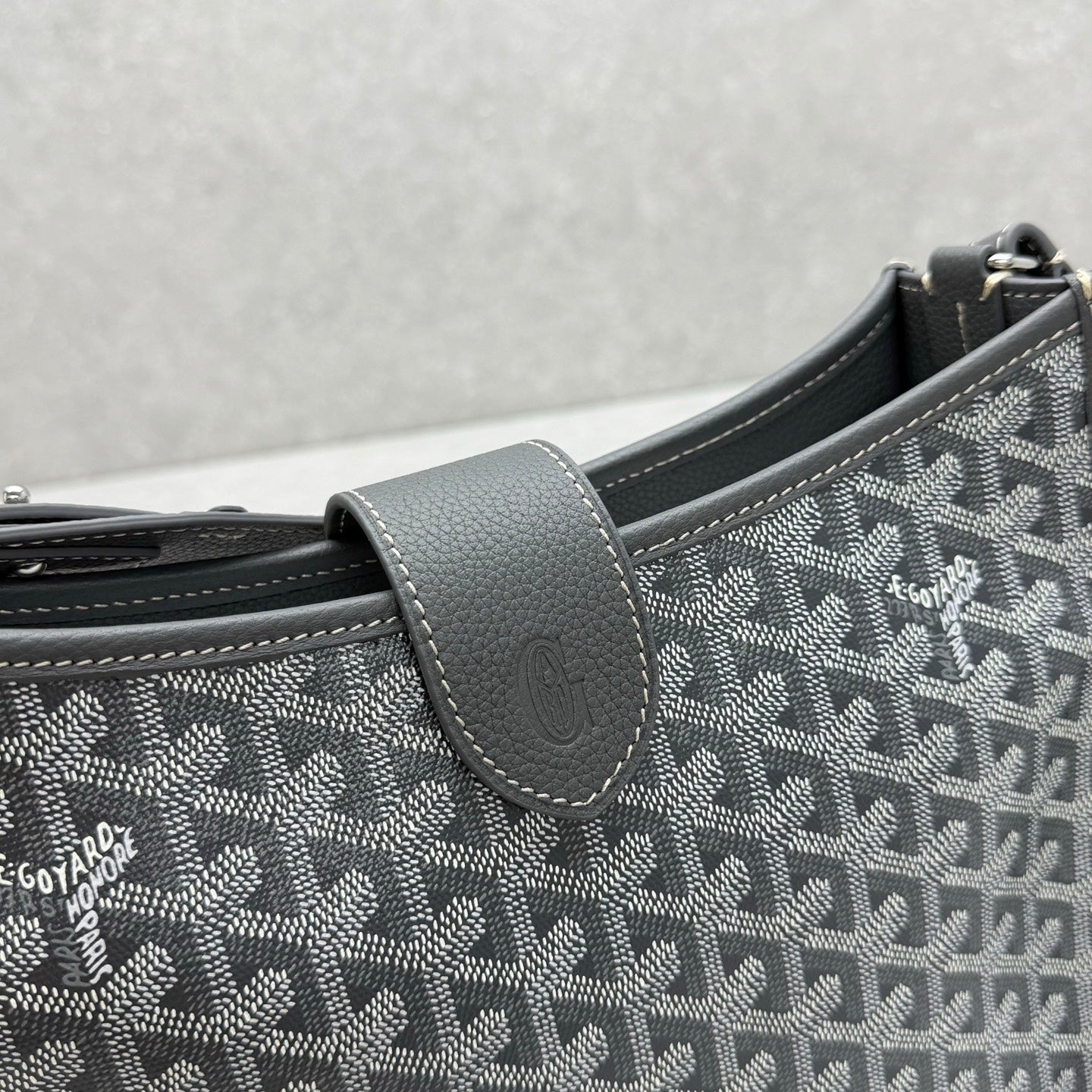 Goyard Musette Bag Grey White Canvas Leather