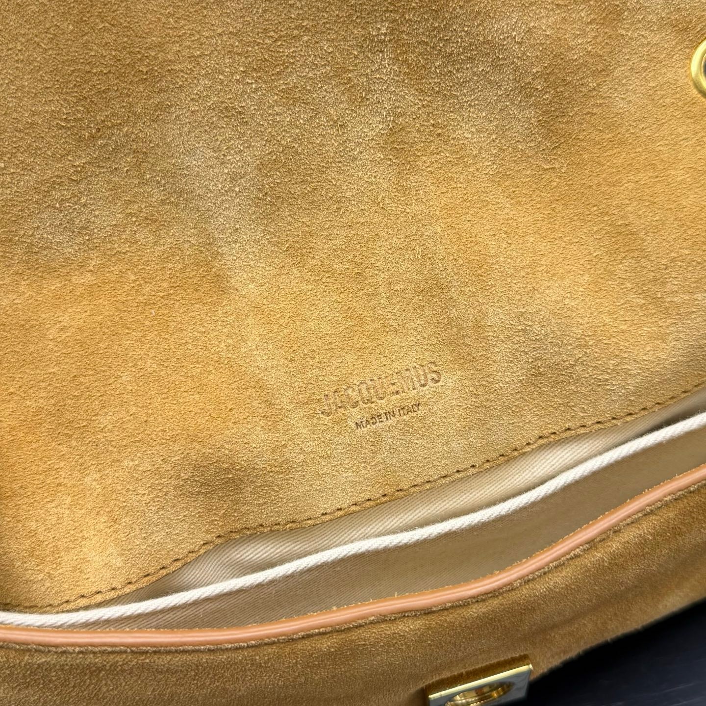 Jacquemus Le Bambino Chaine Shoulder Bag Tan Suede