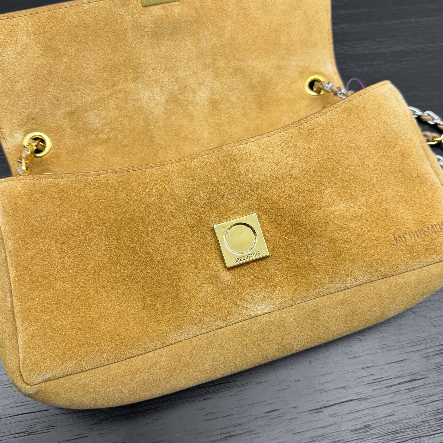 Jacquemus Le Bambino Chaine Shoulder Bag Tan Suede