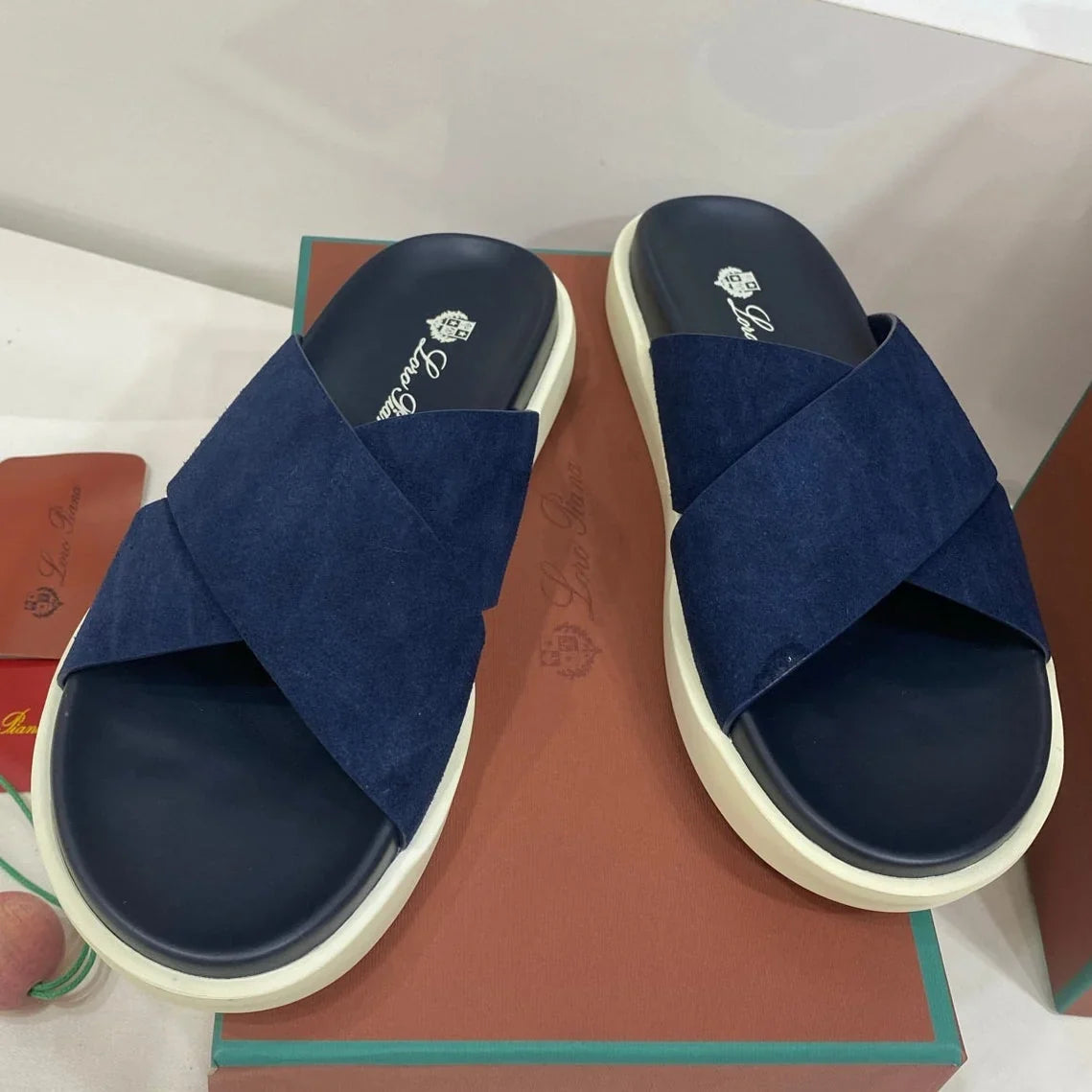 Loro Piana 2026 Cross-strap Slipper Suede Leather 911319