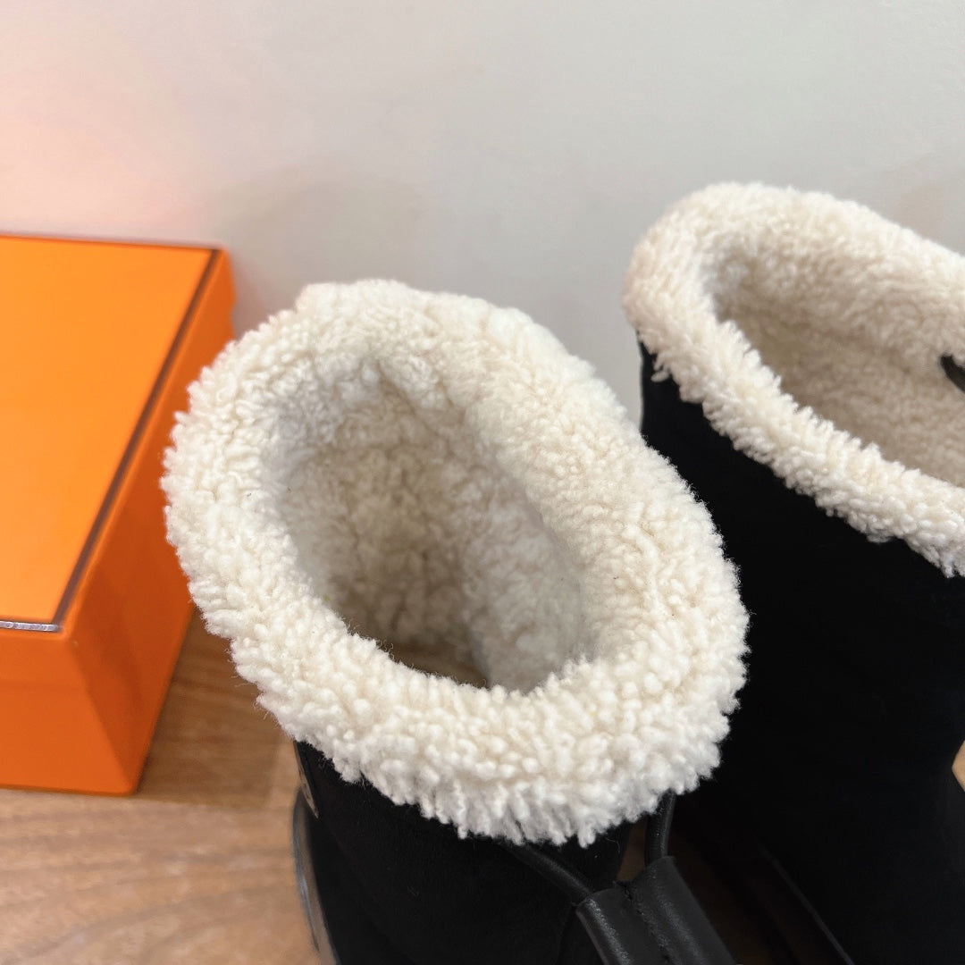 HM 26S Journey Botines 4cm Black Suede Shearling 110579