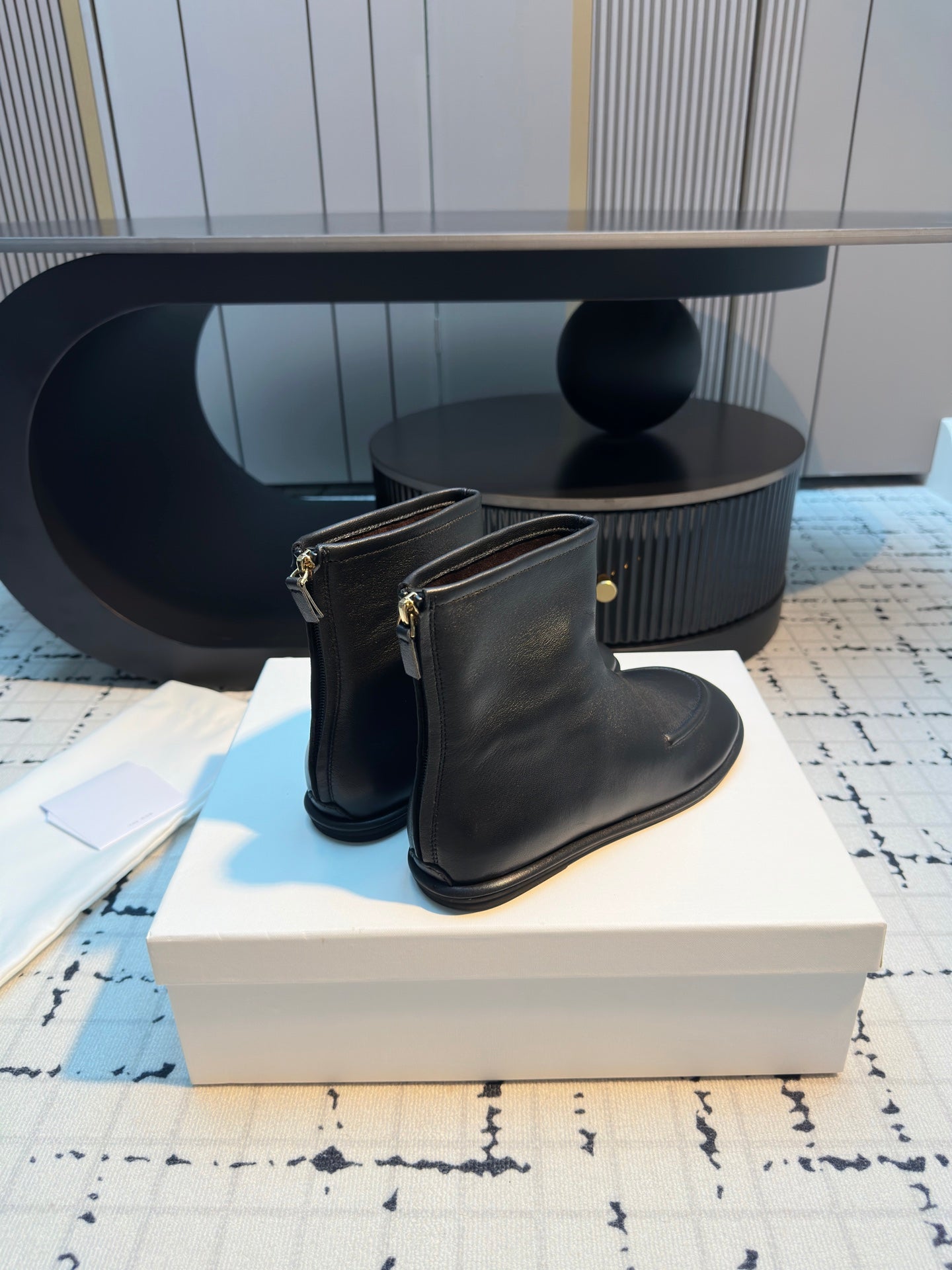 The Row Canal Ankle Boots 20mm Black Lambskin 429312