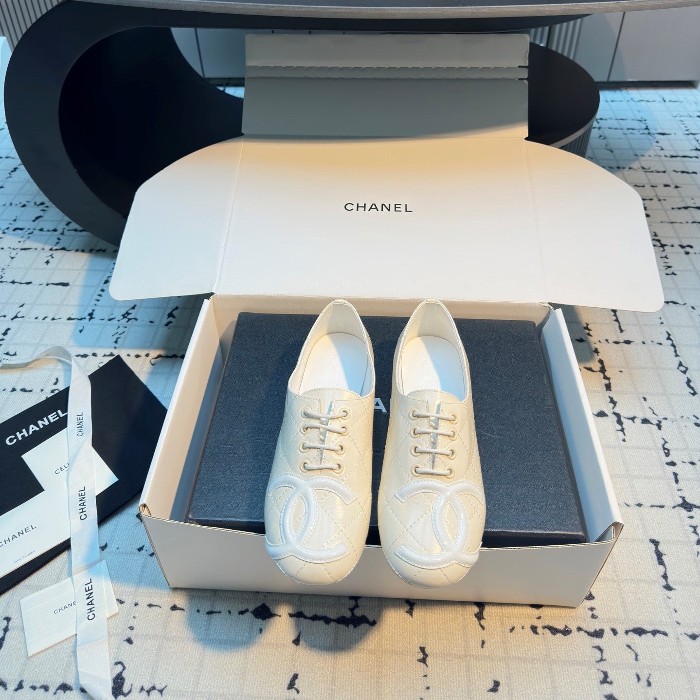 CC Cambon Ballet Shoes White Cowhide 538143