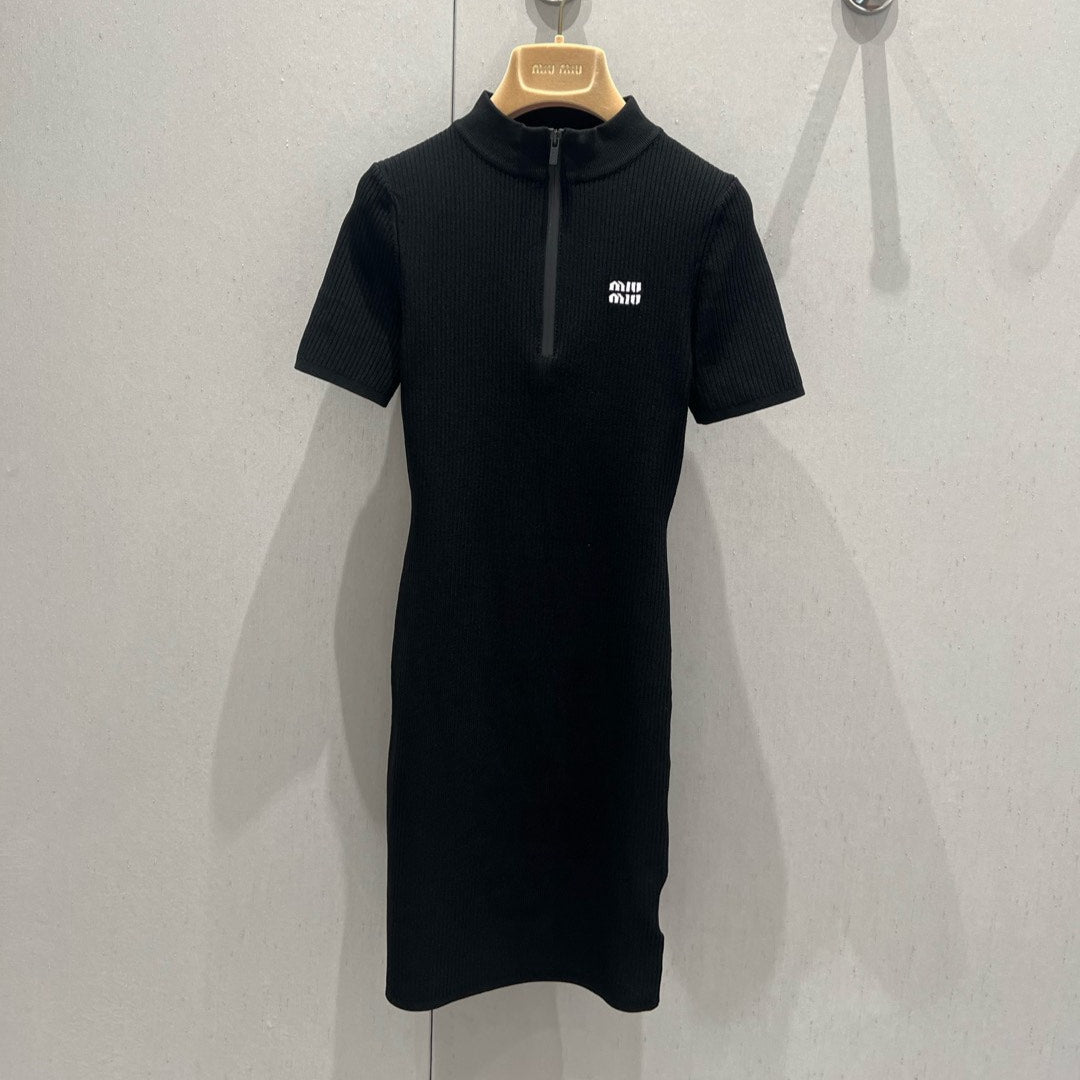 Miu Miu 25 Knitted Dress Black Poliamide