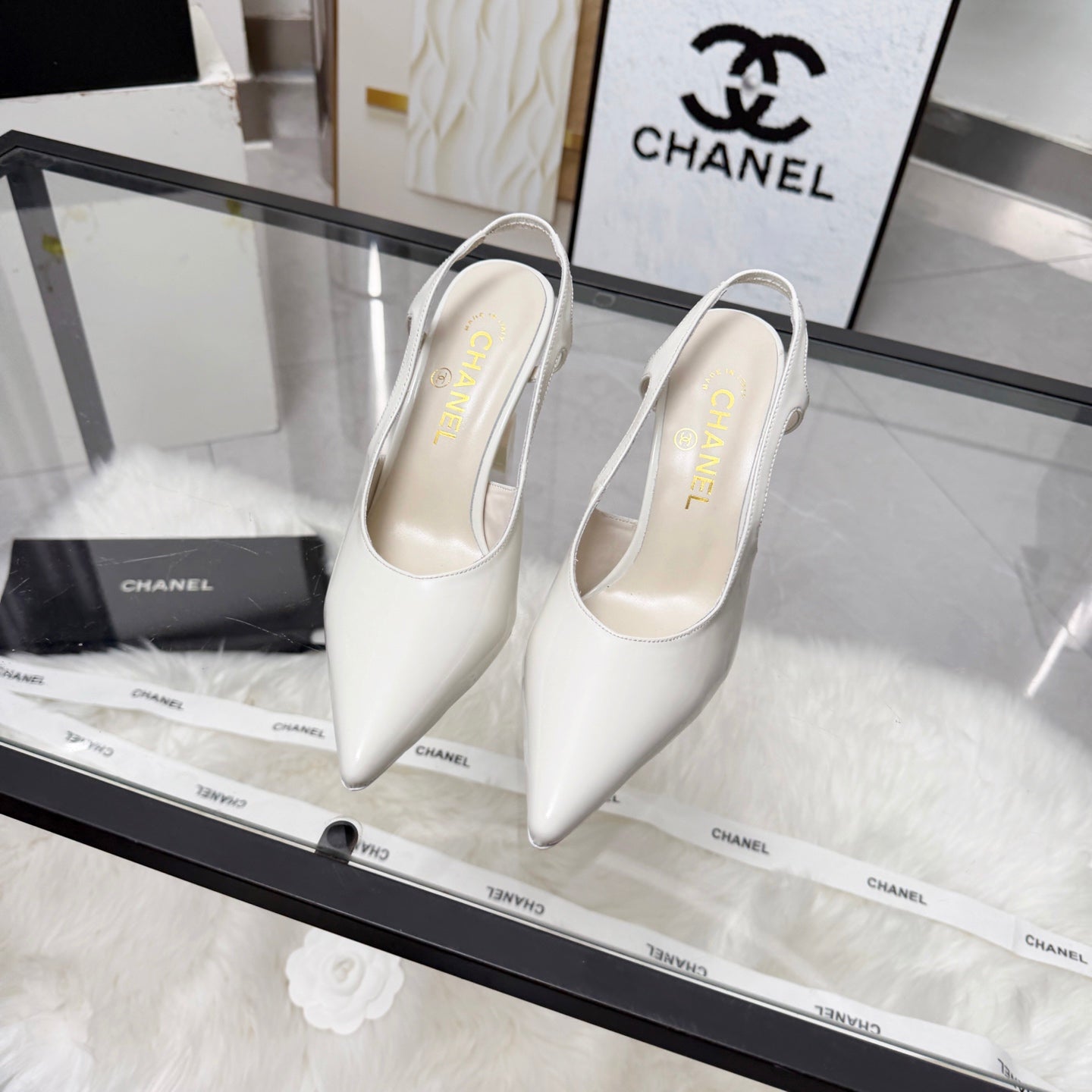 CC 26s Slingback 9cm White Patent Leather 872871