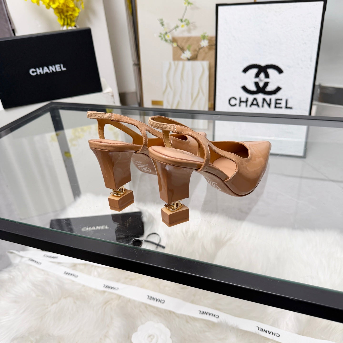 CC 26s Slingback 9cm Beige Patent Leather 872872