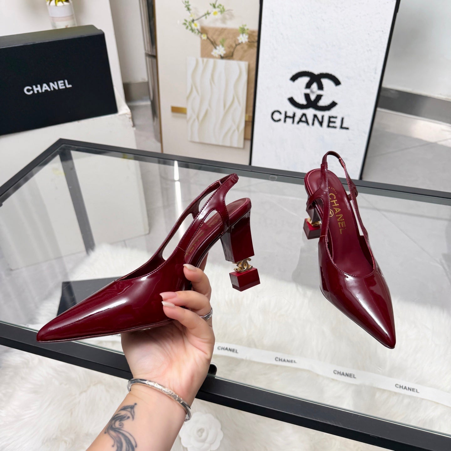 CC 26s Slingback 9cm Burgundy Patent Leather 872874