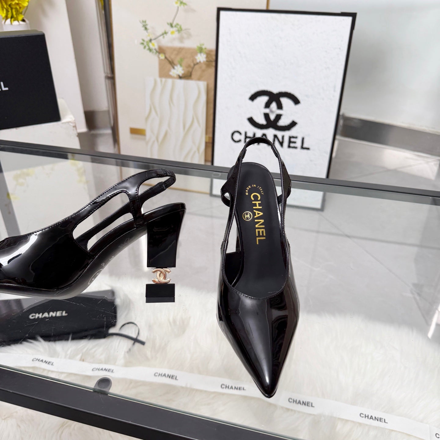 CC 26s Slingback 9cm Black Patent Leather 872875