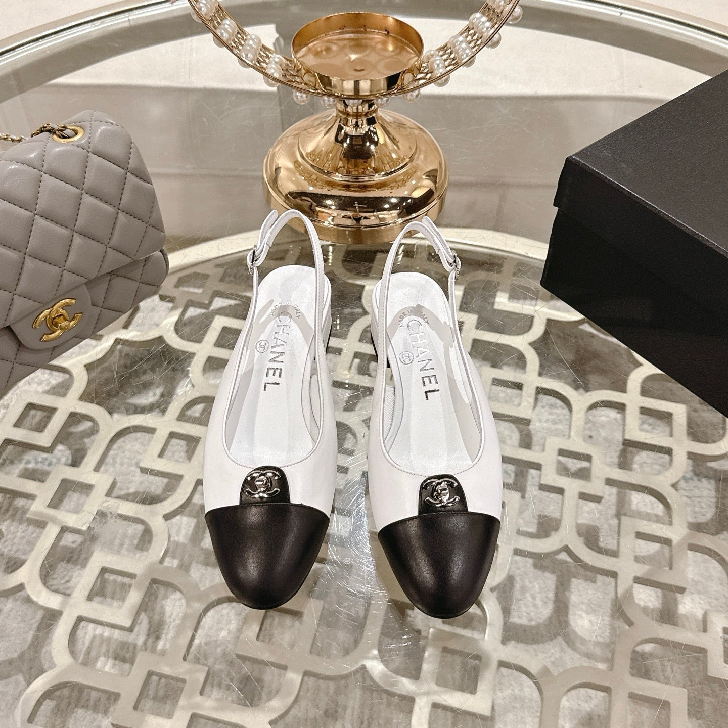 CC 25ss Slingbacks 35mm White Lambskin & Sheepskin 432605