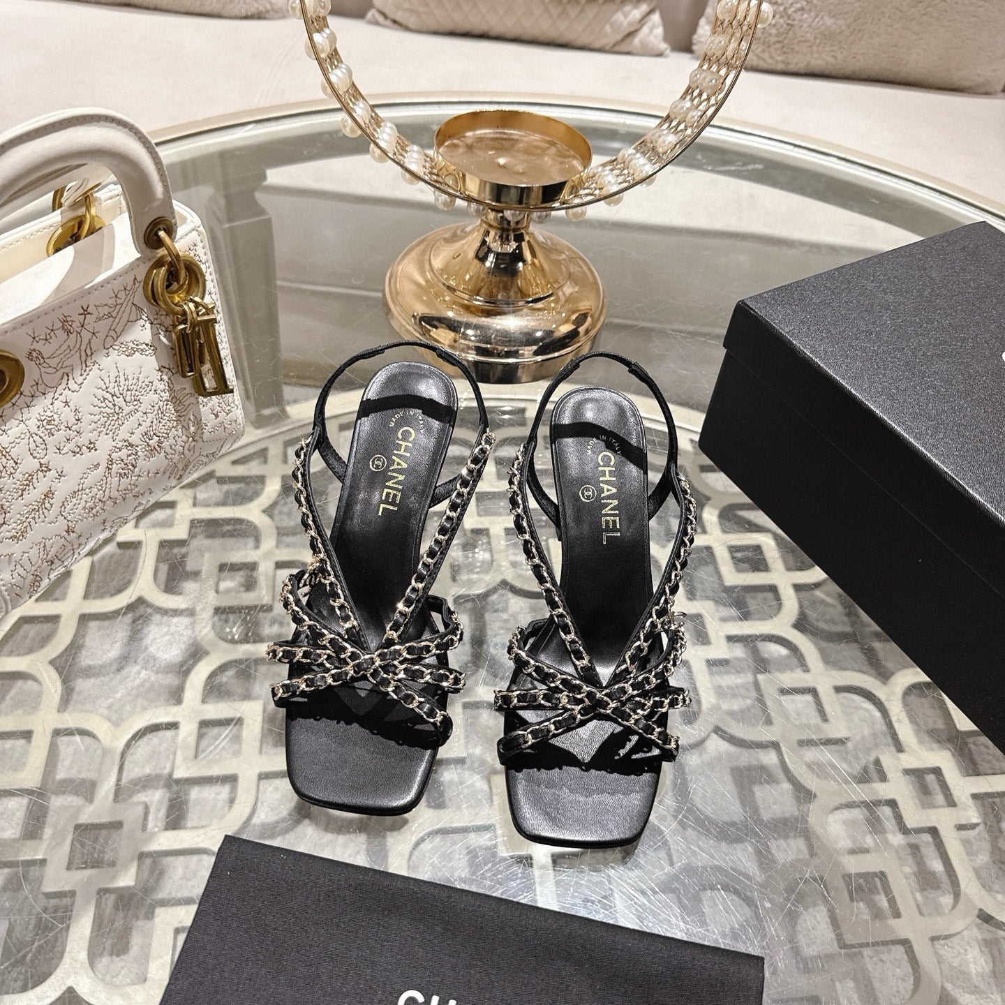 CC AW26 RTW Sandal 7cm Black Lambskin 736095
