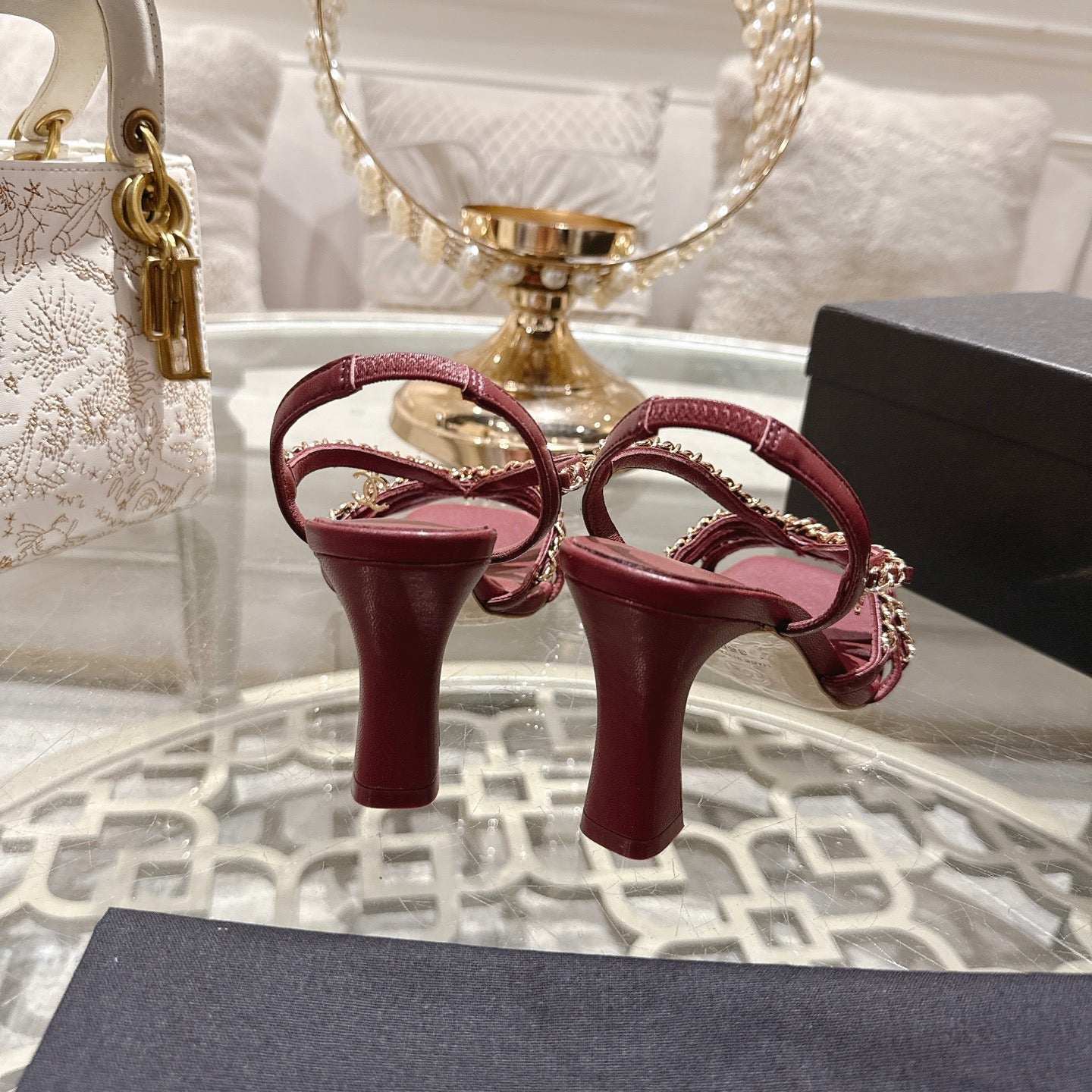 CC AW26 RTW Sandal 7cm Burgundy Lambskin 736097