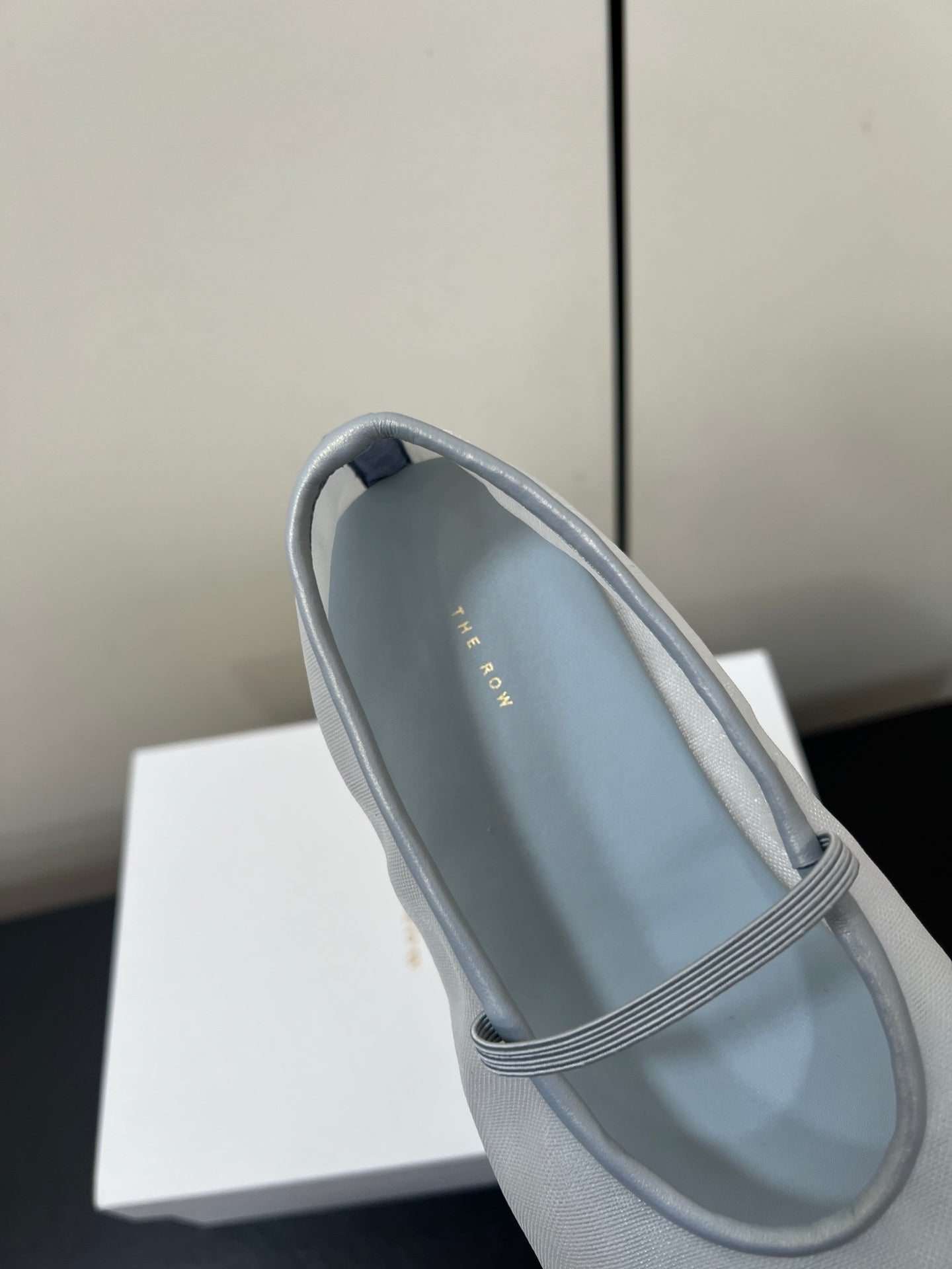 The Row Elastic Ballet Flats Ice Blue Lambskin 339989