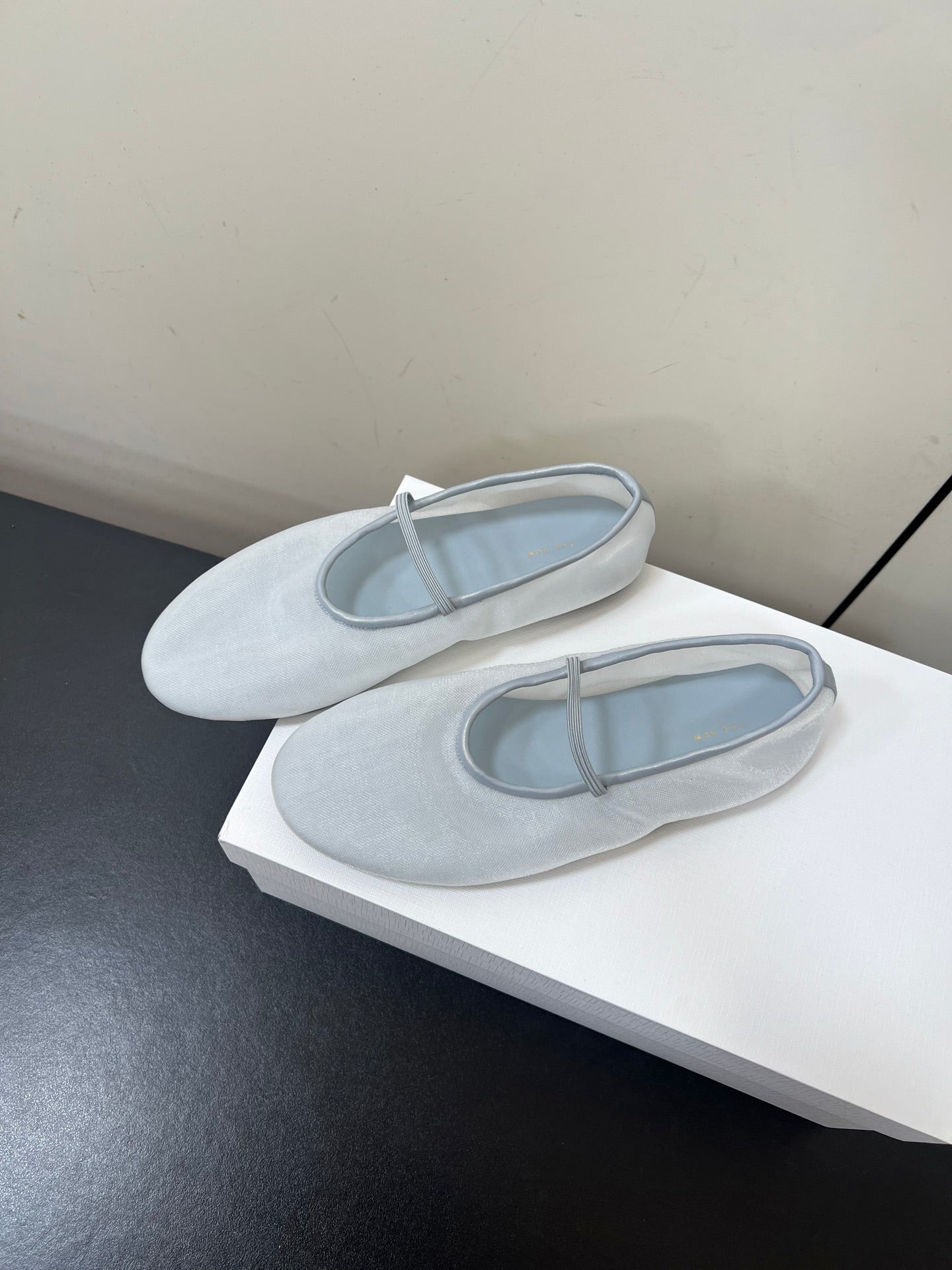 The Row Elastic Ballet Flats Ice Blue Lambskin 339989