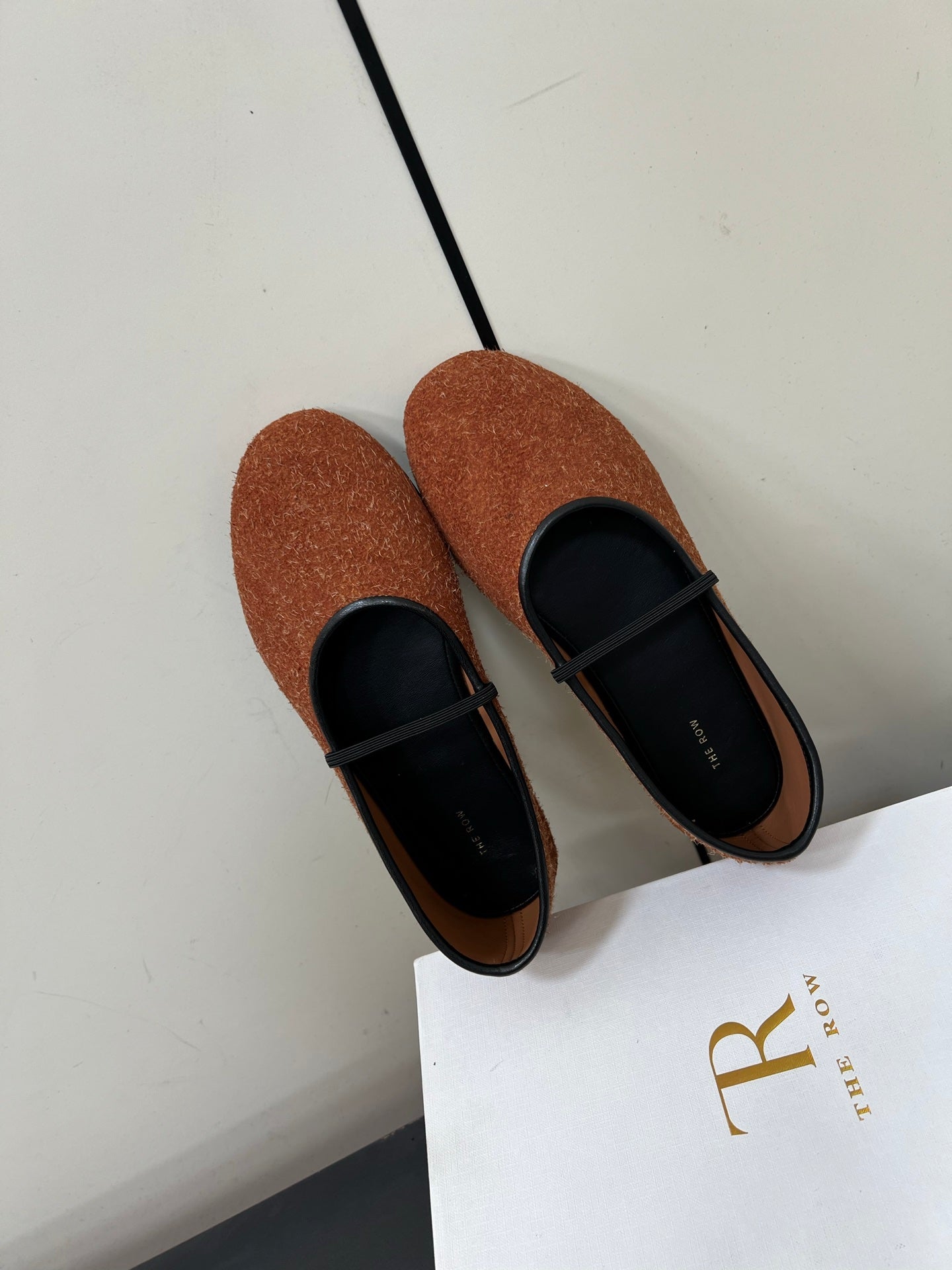 The Row Elastic Ballet Flats Rust Orange Sheepskin 339991