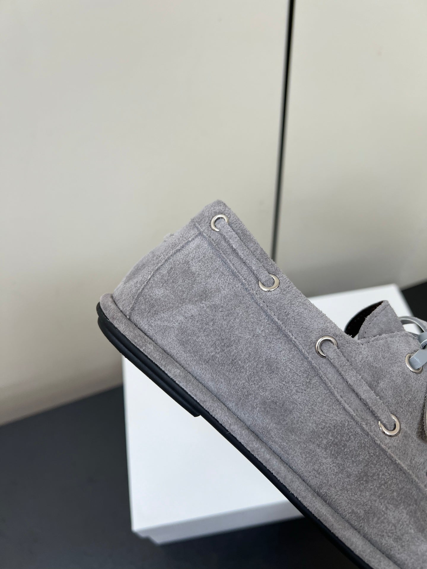 The Row Diana Loafer Light Grey Suede Calfskin 339997