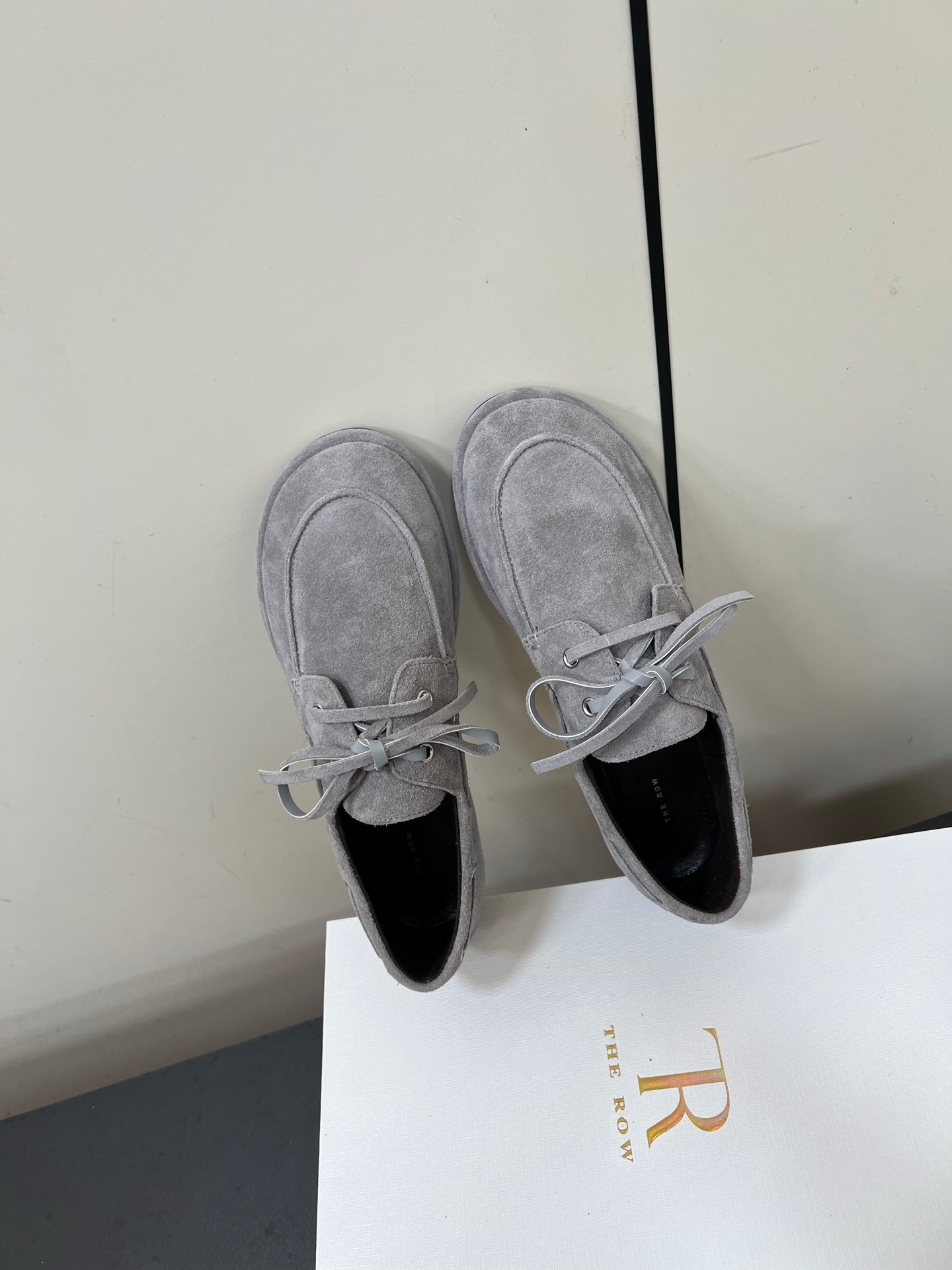 The Row Diana Loafer Light Grey Suede Calfskin 339997