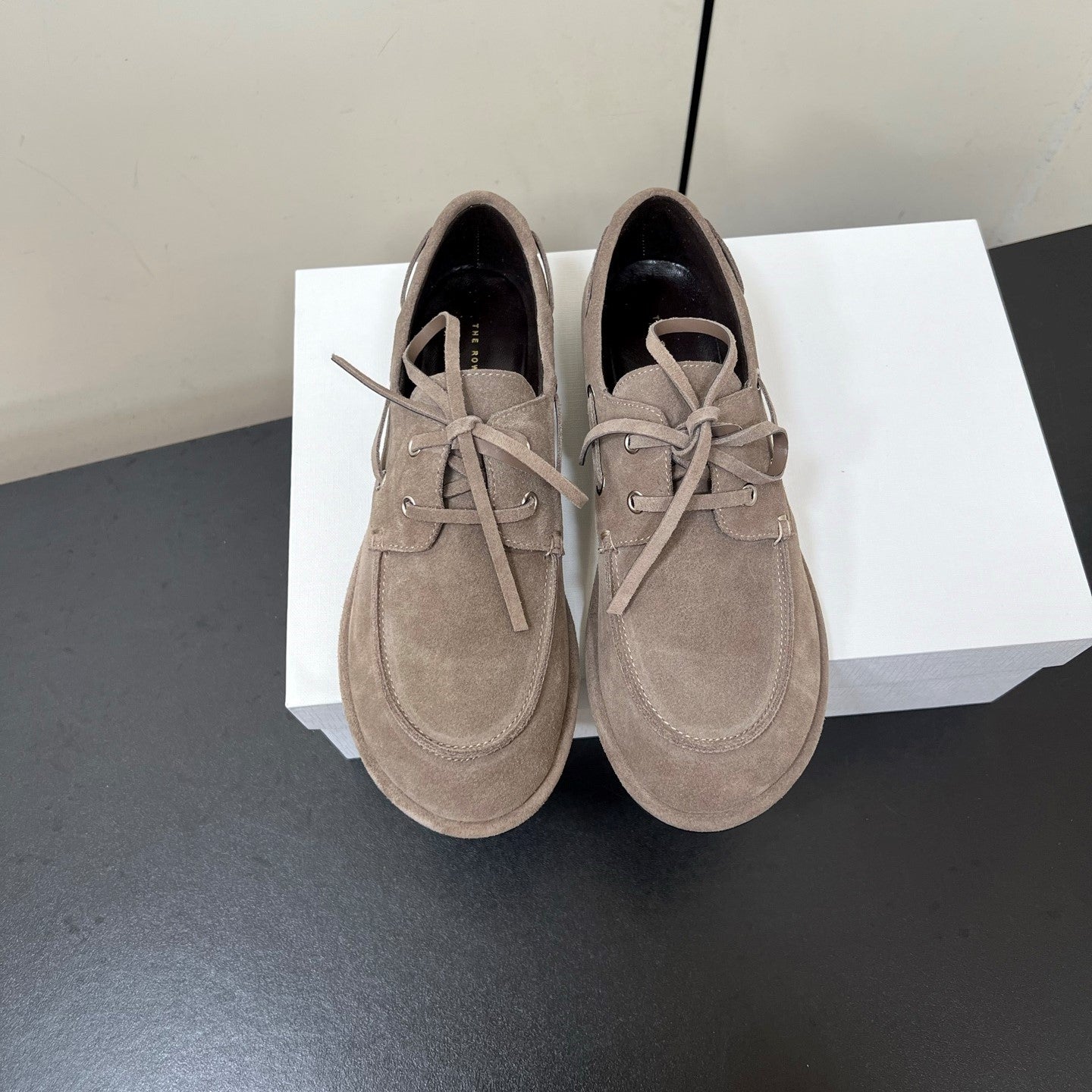 The Row Diana Loafer Light Taupe Suede Calfskin 339998