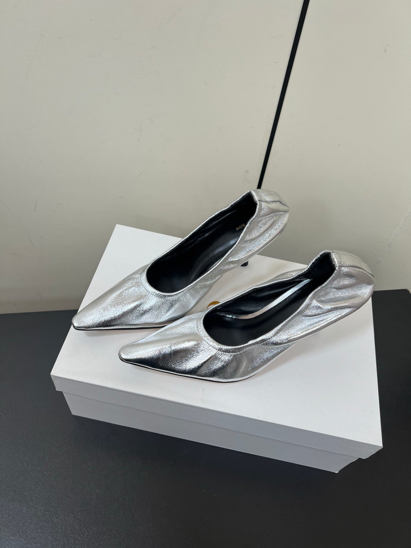 The Row Ava Gathered  Pumps 65mm Silver Metallic Calfskin 340011