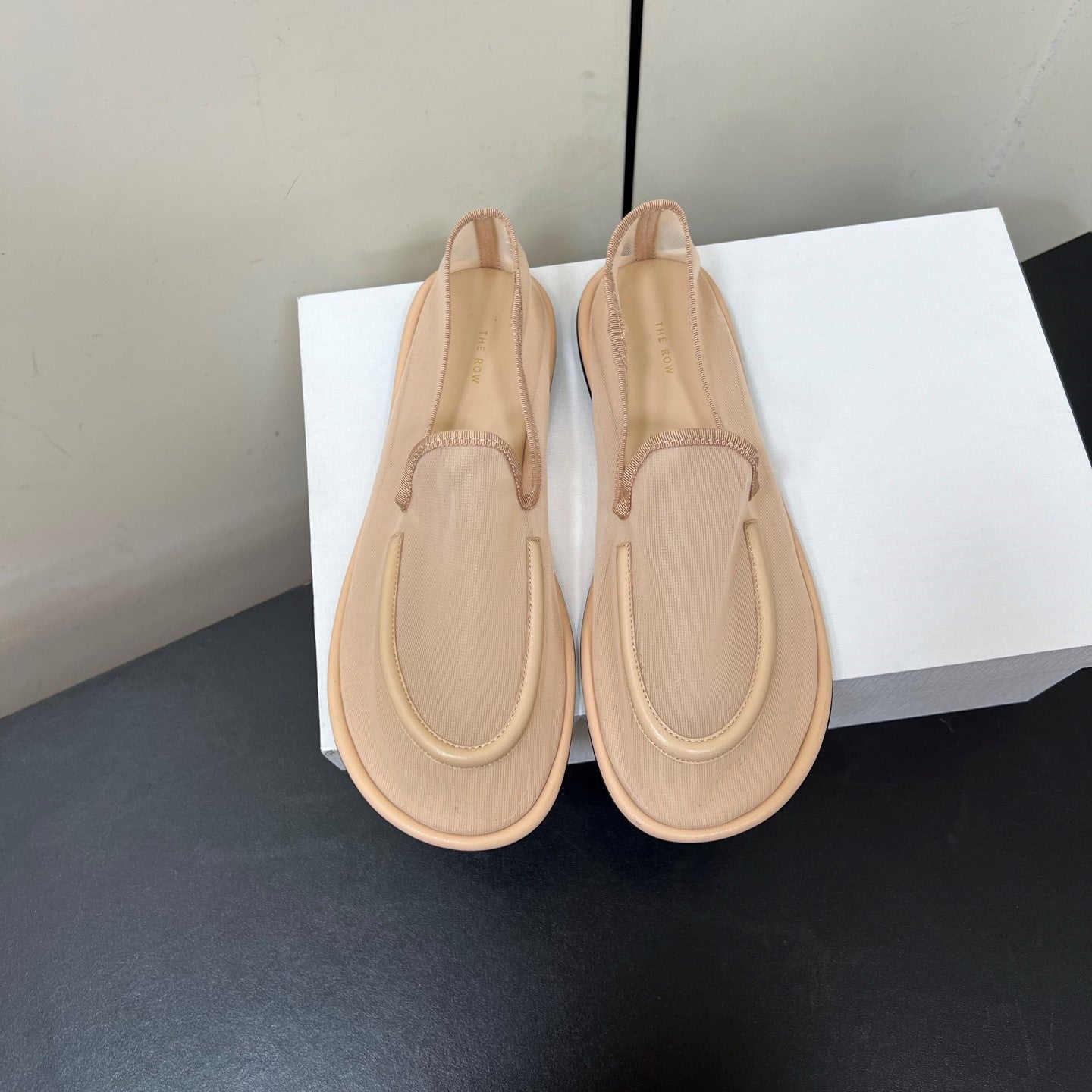 The Row Loafer Beige Mesh And Sheepskin 340015