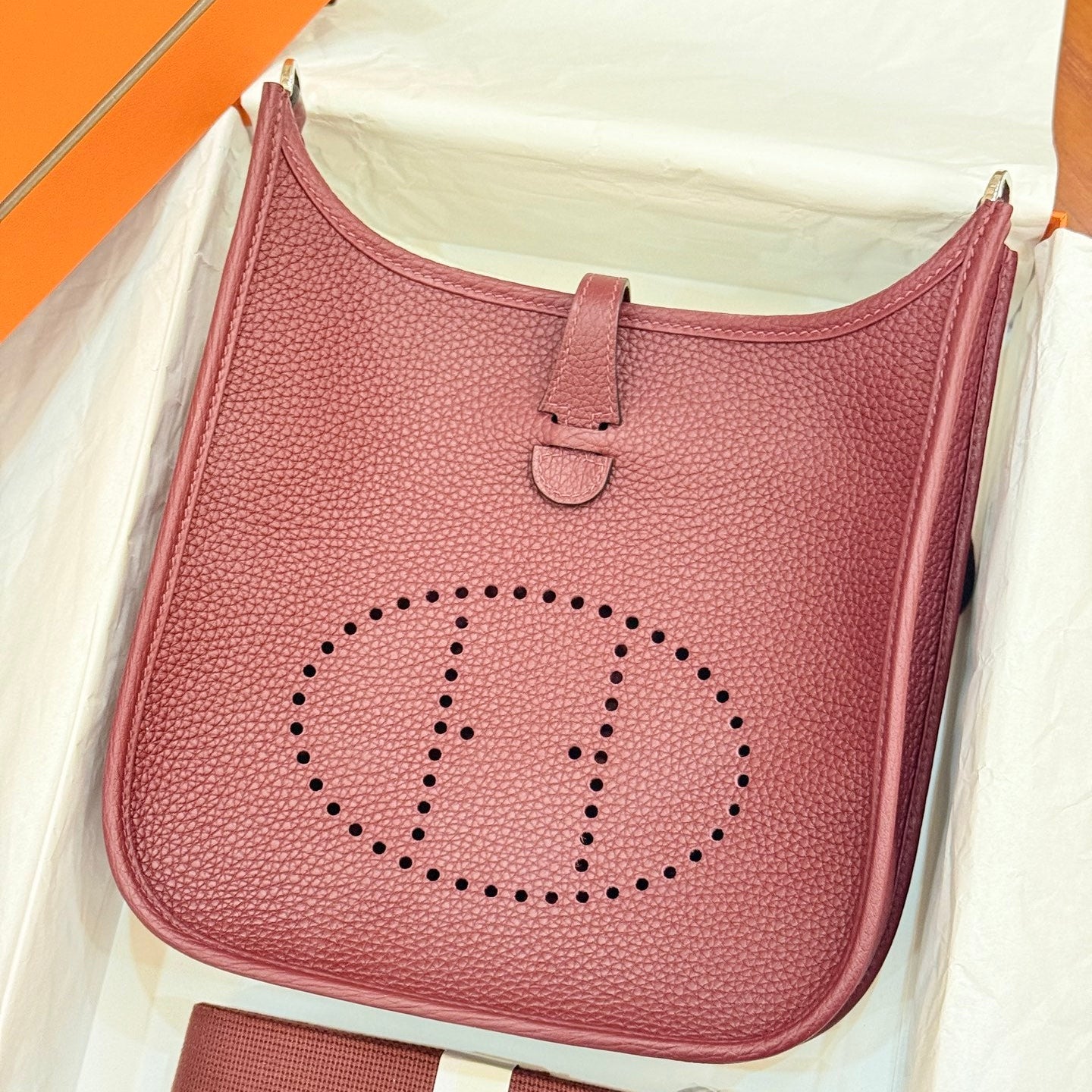 HM Evelyne 23cm Bordeaux Wine Red Togo Leather 281212