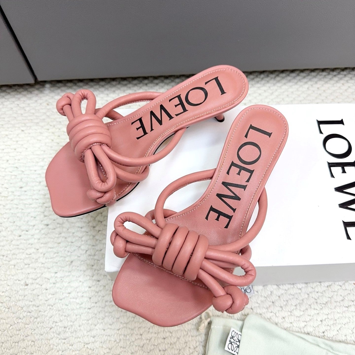 Loewe Flamenco Knot Muted Pink Sheepskin 664830