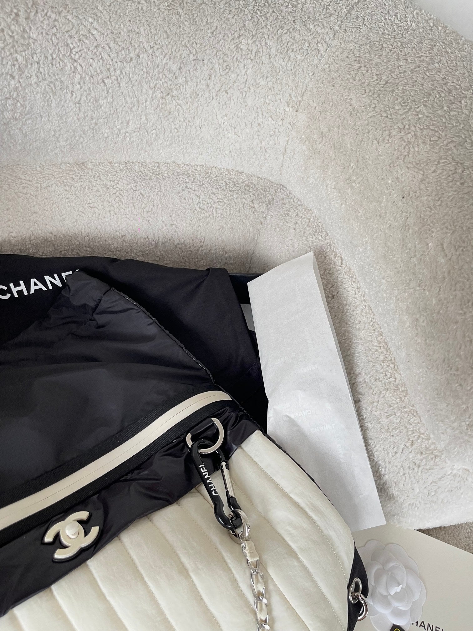 CC 26s Sea Drawstring Backpack Black White Nylon