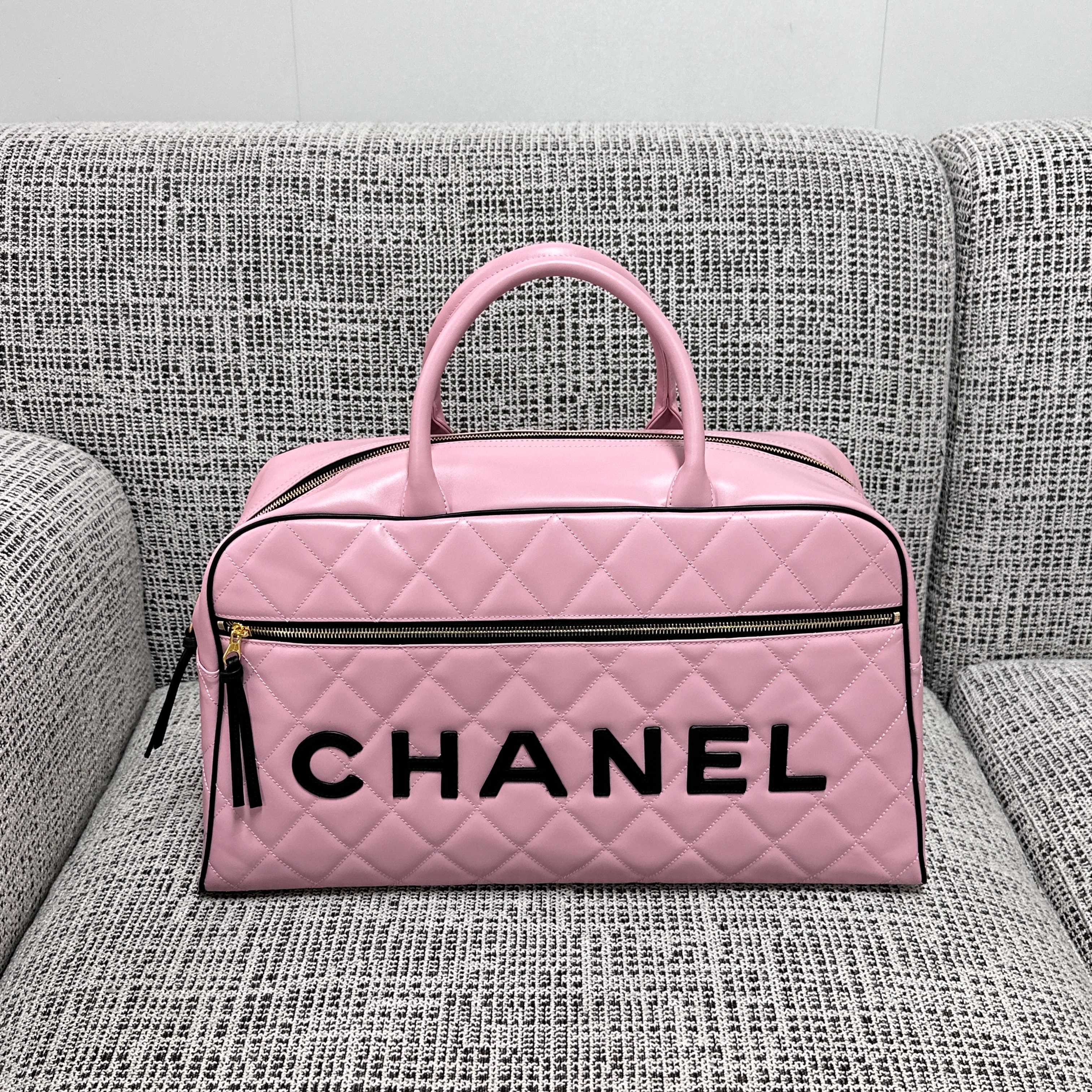 CC 1995 Bowling Duffle Bag 46cm Pink Lambskin