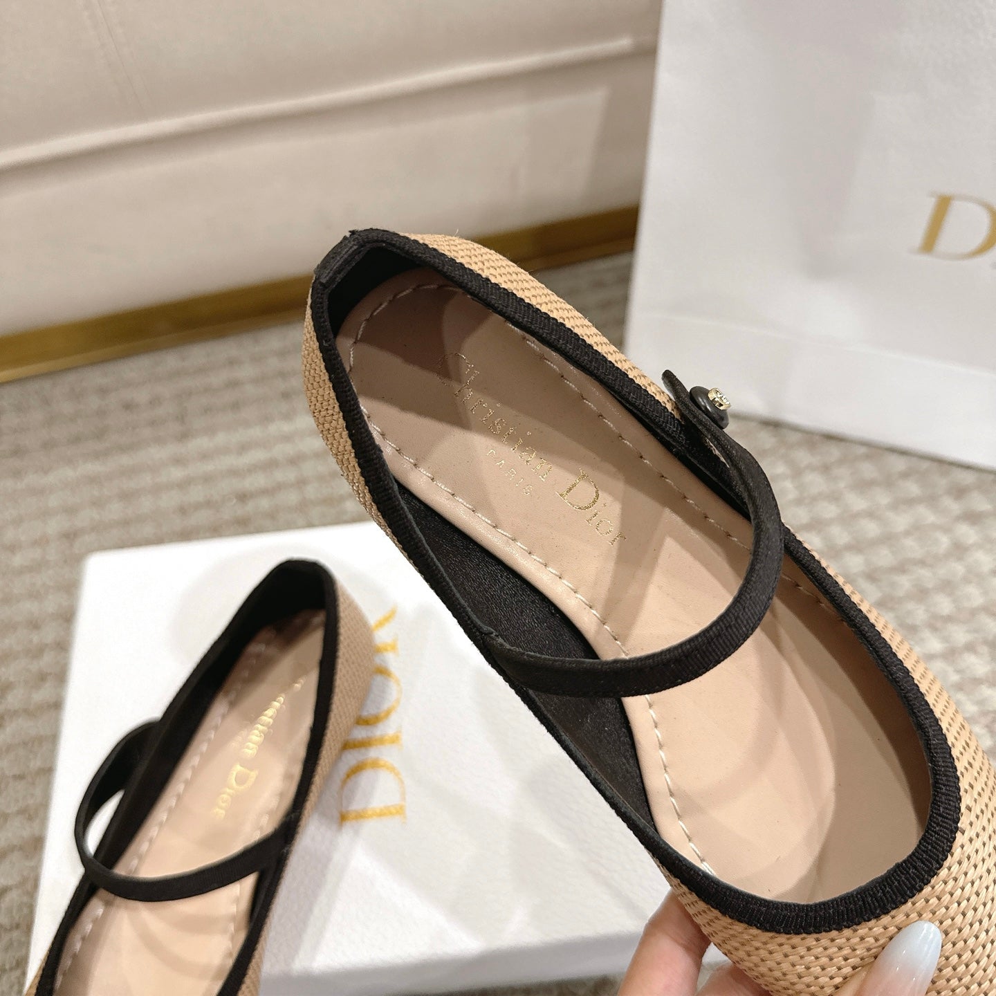 CD Lovely-D Ballet Flat Beige Technical Fabric 502331