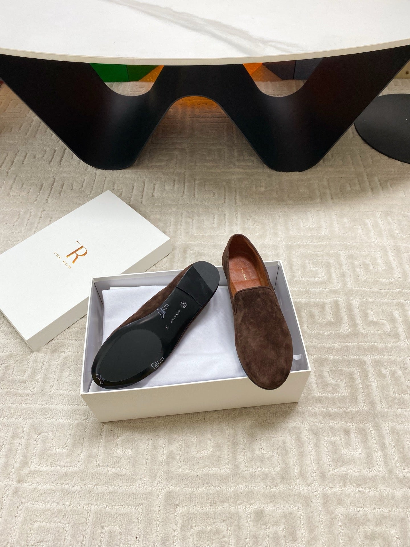 The Row 2025 Tipi Loafer Dark Brown Suede 541526
